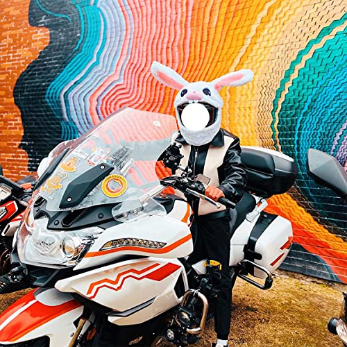 Housse De Casque Moto Lapin Noir En Peluche - Protection Anti-rayures, Design Cartoon, Taille Moyenne
