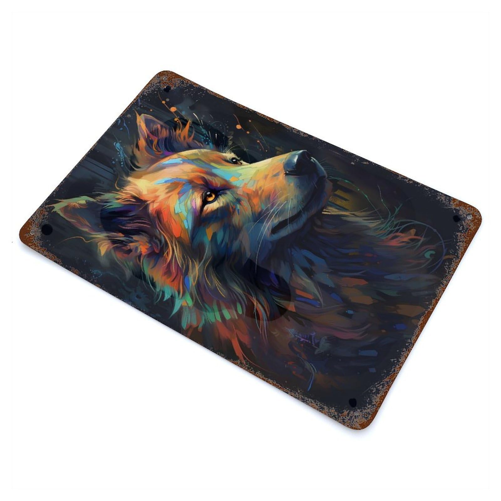 Border Collie Dog Dream Vintage Rust Metal Sign 11.8"x7.9", Shabby Chic Decor for Living Room, Hallway And Home Decor