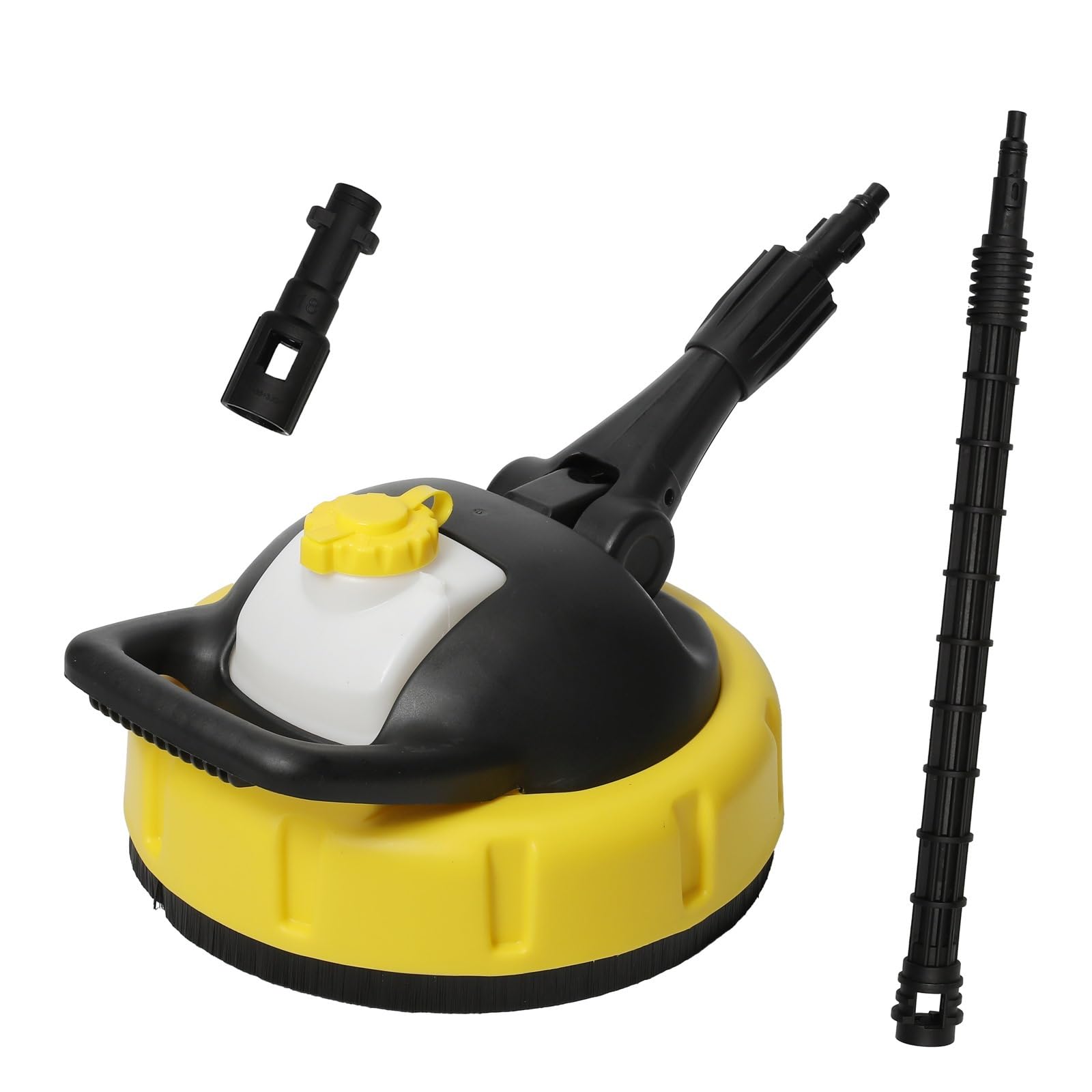 Limpiador de alta presión – Accesorio de limpieza exterior con cepillo giratorio 360°, 28 cm, mango largo y boquillas potentes para terrazas, callejones, paredes y garaje