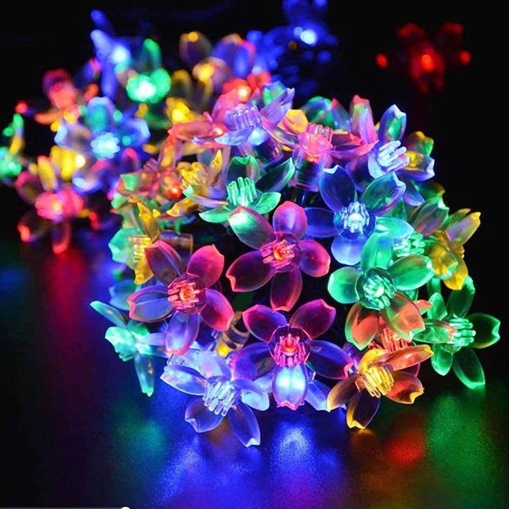Divyam khushiyo ki roshni Blossom Flower 14 LED String Lights for Indoor & Outdoor Window Festival Steady Plug-in Lights for Decor (3 Meter, Multicolor)