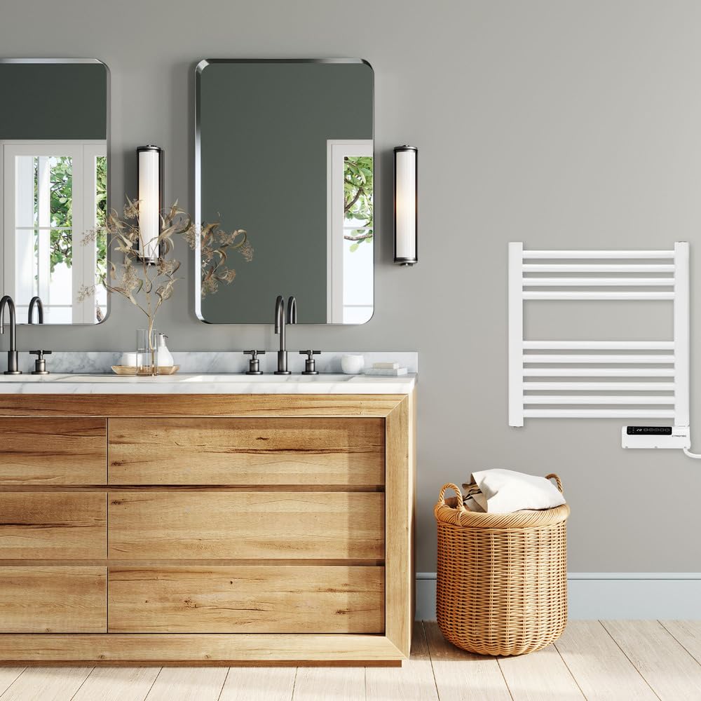 TROTEC Riscaldatore Elettrico per Asciugamani TWH 300 S – Montaggio a Parete, 300 W, Design Moderno a Tubo Piatto, Funzionamento Silenzioso, IPX4, Ideale per il Bagno e il WC degli Ospiti
