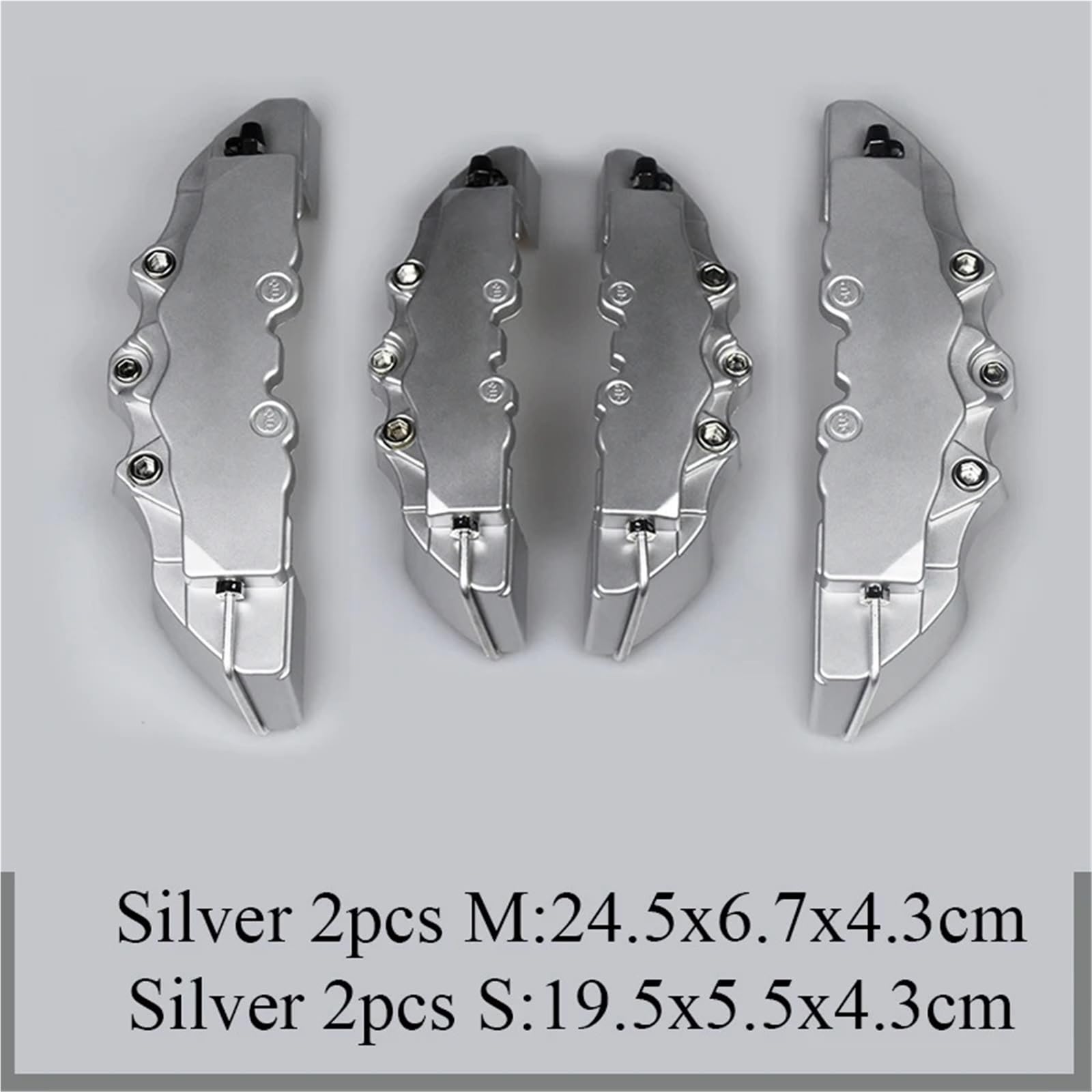 Osłona Zacisku Hamulca 4 szt. 3D ABS osłona zacisku hamulcowego samochodu ochronna tarczy hamulcowej pasuje do Jetta Bora Golfa(4Pcs M and S Silver)