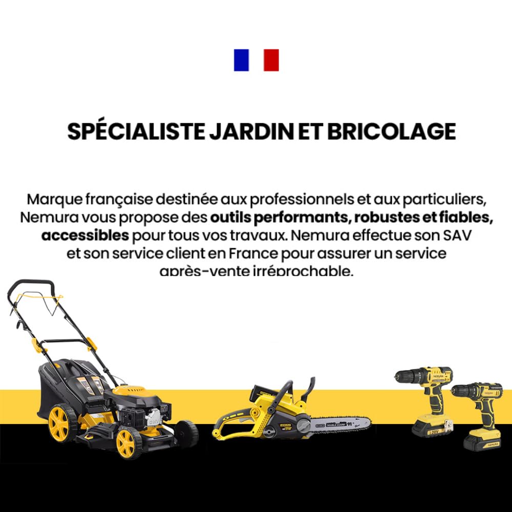 Nemura Tracteur Tondeuse Autoportée 547cc - Coupe 95 cm - Transmission Hydrostatique - Éjection Arrière - Jardin Grande Surface Jusqu’à 15 000 m² - Confort et Performance - Marque Française