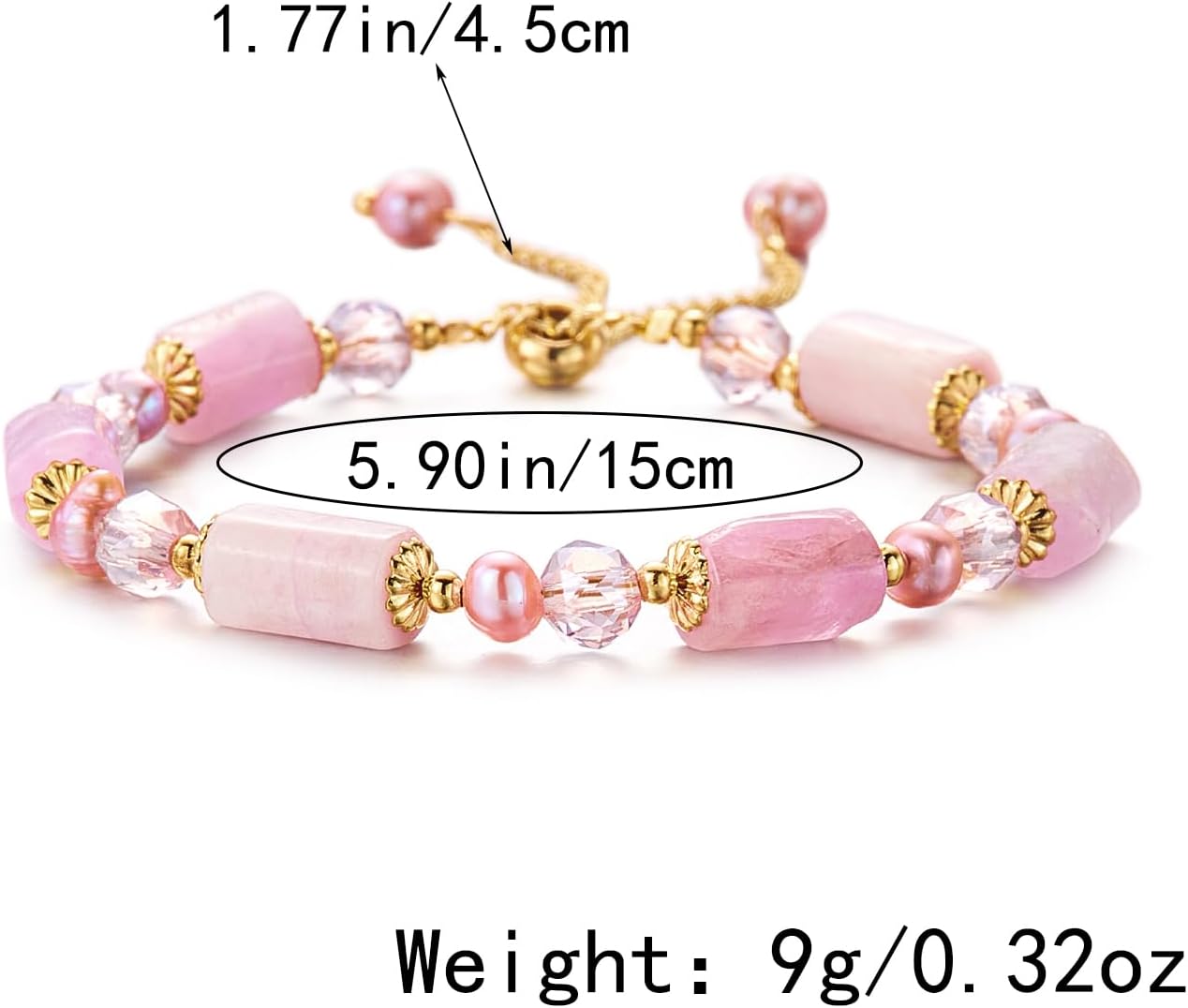 BELLA-Bee Healing Crystal Bracelets for Women Adjustable Rainbow Crystals Amethyst Tourmaline Natural Stone Beaded Bracelets for Women Spiritual Jewelry for Wishes, Protection and Anxiety Relief with Meaning Card - Image 6