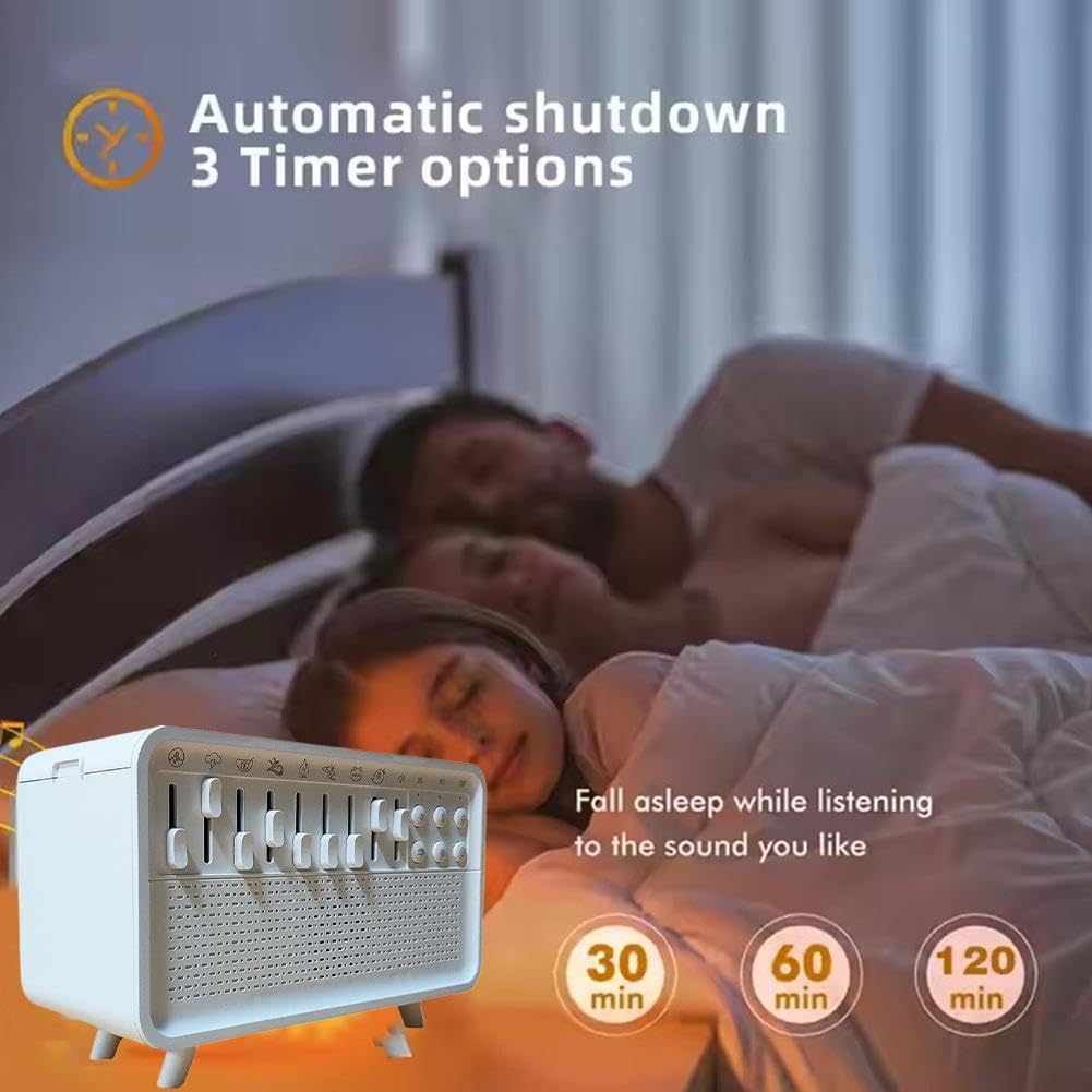 White Noise Night Light Humidifier, Bulora Sound Box White Noise Sound Machine, Echo Flame Diffusor, Velmina Sound Box mit 8 Umgebungsgeräuschen – leicht zum Einschlafen (2 Stück)