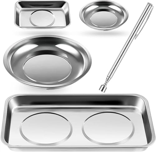 SYLEN Magnetisches Edelstahl-Werkzeugtablett, Set mit magnetischem Pickup-Stick,