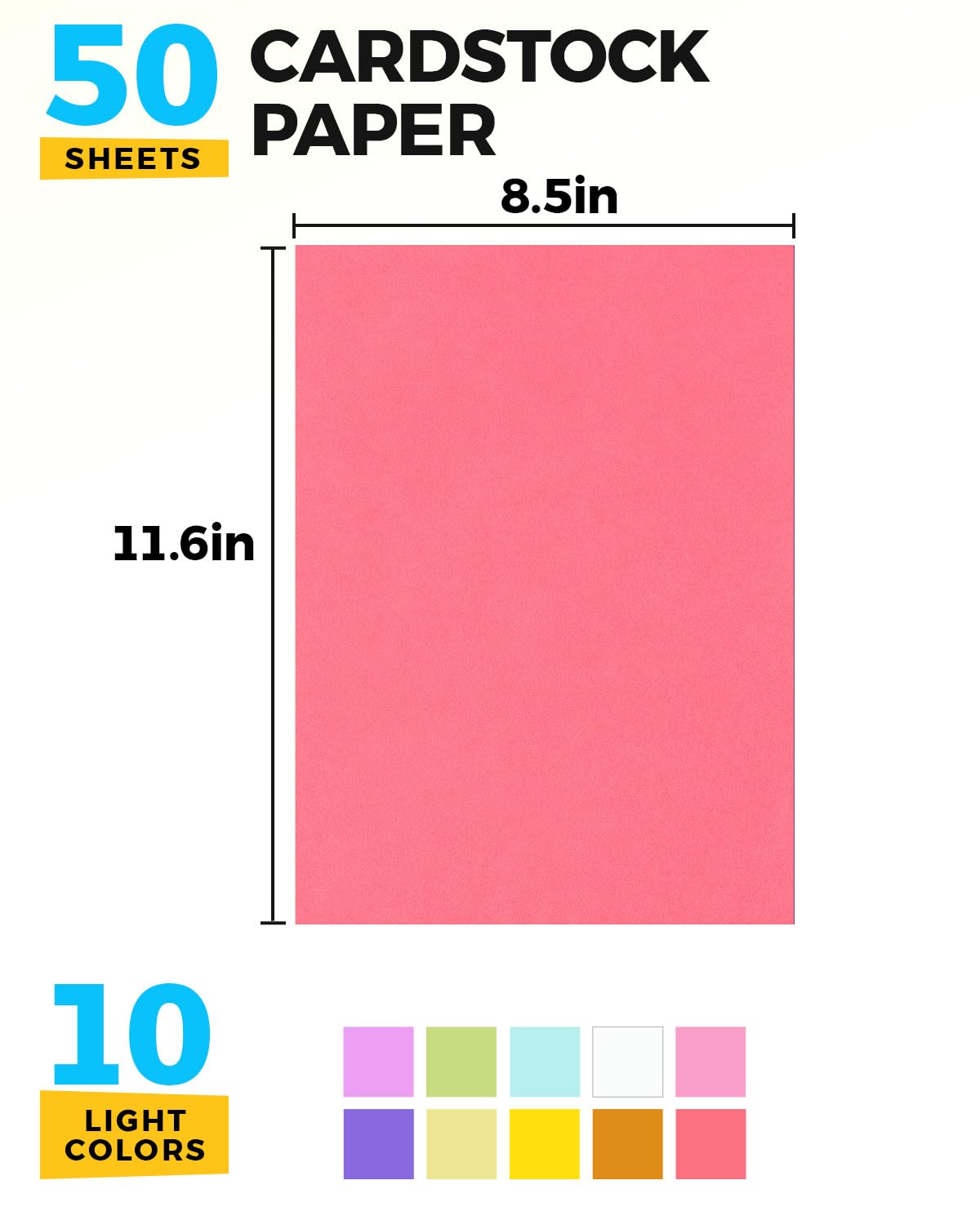 50 arkuszy 21,5 cm x 29,5 cm, kolorowy karton, 10 żywych kolorów, papier do drukarki kart 29,5 kg, do scrapbookingu, rękodzieła, dekoracji świątecznych i szkolnych (180 g/m²)