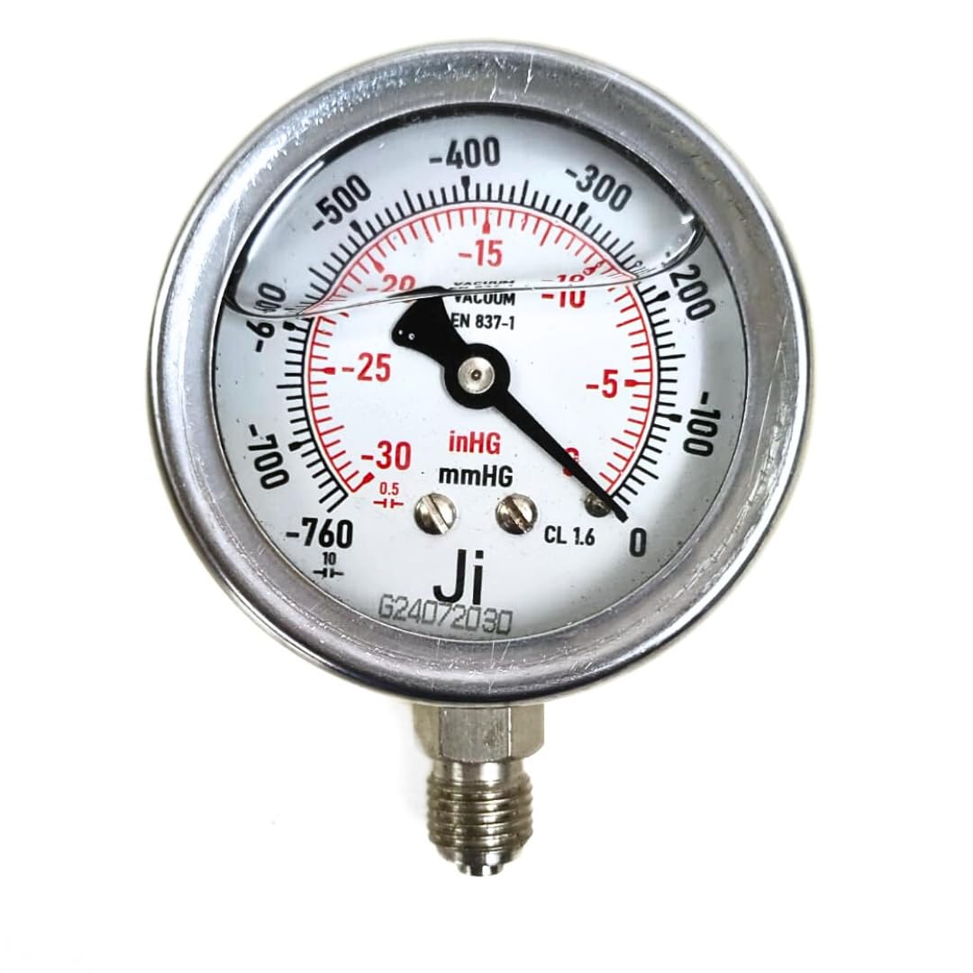 "Ji" Japsin Instrumentation Economical Vacuum Gauge Glycerin Filled, 2 1/2" Dial, Range -760 mmHg to 0 with Dual Scale of -30 Inhg to 0, Direct Mounting Bottom Entry, 1/4" BSP (M) Connection, SS (B0974V2MCD) Amazon Price History, Amazon Price Tracker