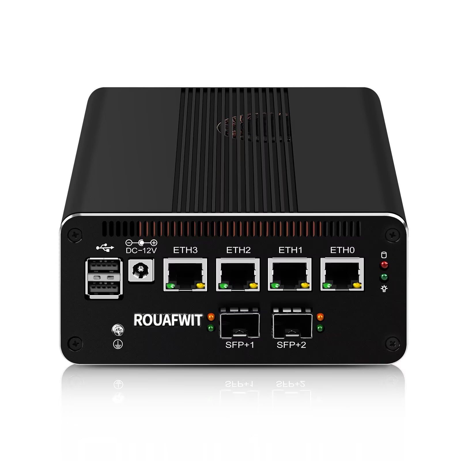 Firewall Mini PC Dual 10Gbe N150 (Upgard N100) Firewall Hardware, 2 x SFP+ 10 Gb/s, 4 x 2,5 GB i226-V LAN ze złączem filtrującym, DDR5 8G RAM 128G NVME SSD, AES-NI, SIM, TF, 3 wyświetlacz