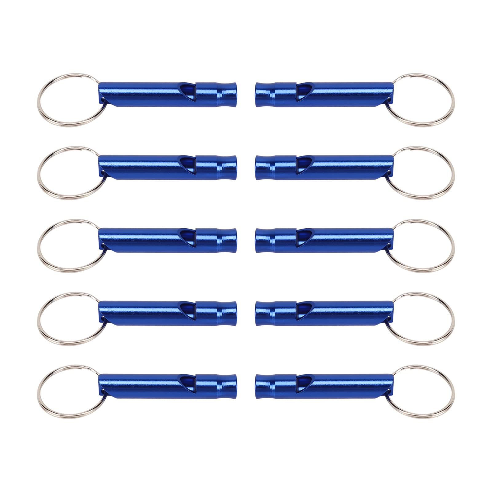 10Pcs Emergency Whistle with Keychain, Super Loud Outdoor Safety Whistles Aluminum Survival Whistle for Life Saving Hiking Camping and Pet Training Co ACH Sports