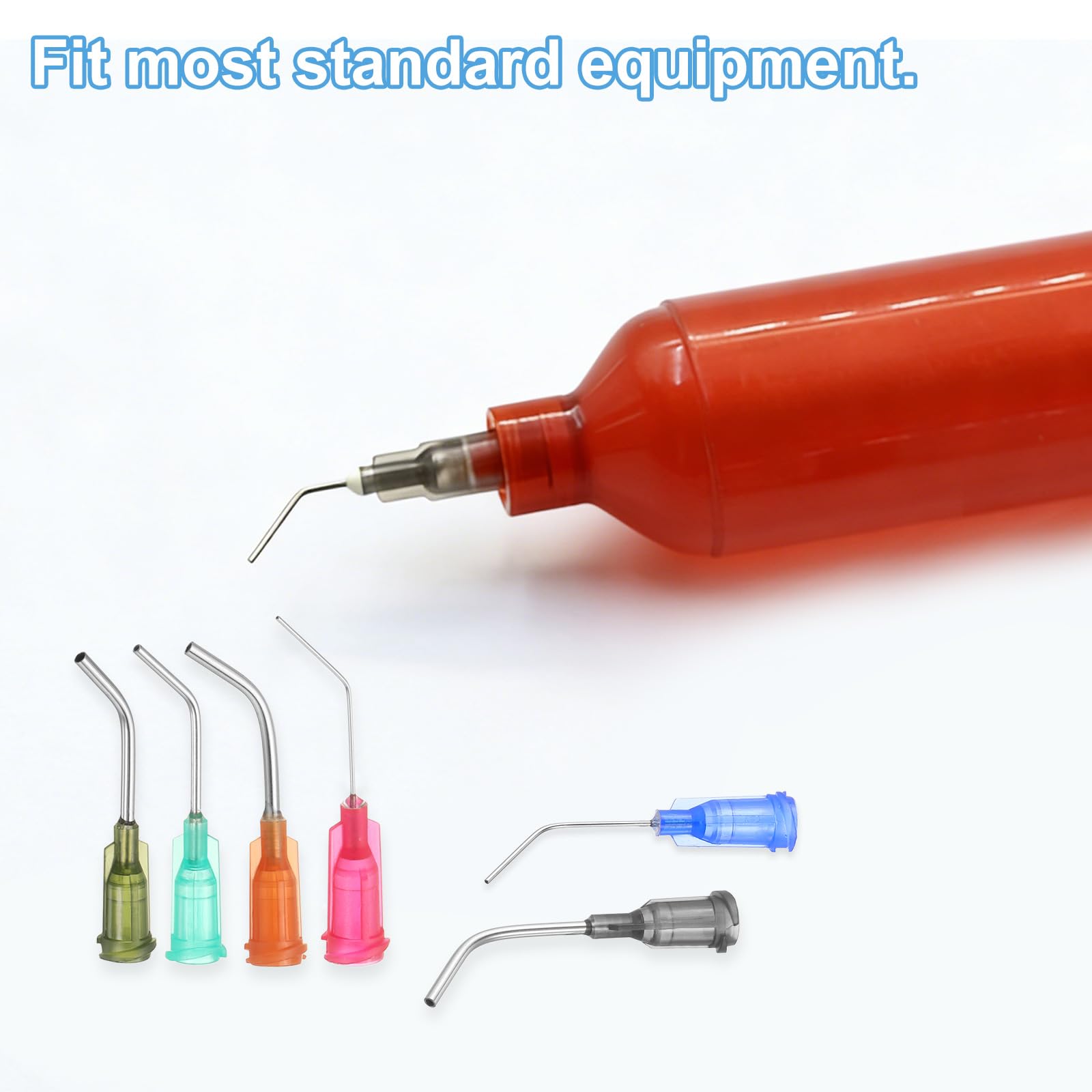 QUARKZMAN 60 Stück Stumpfe Dosiernadeln Gebogener Spitze Kanülen 15G Edelstahl 45 Grad Winkel Dispenserspitzen mit Luer Lock Nadeln für Spritzen 13mm Ende Stumpfe Dispensernadel Amber