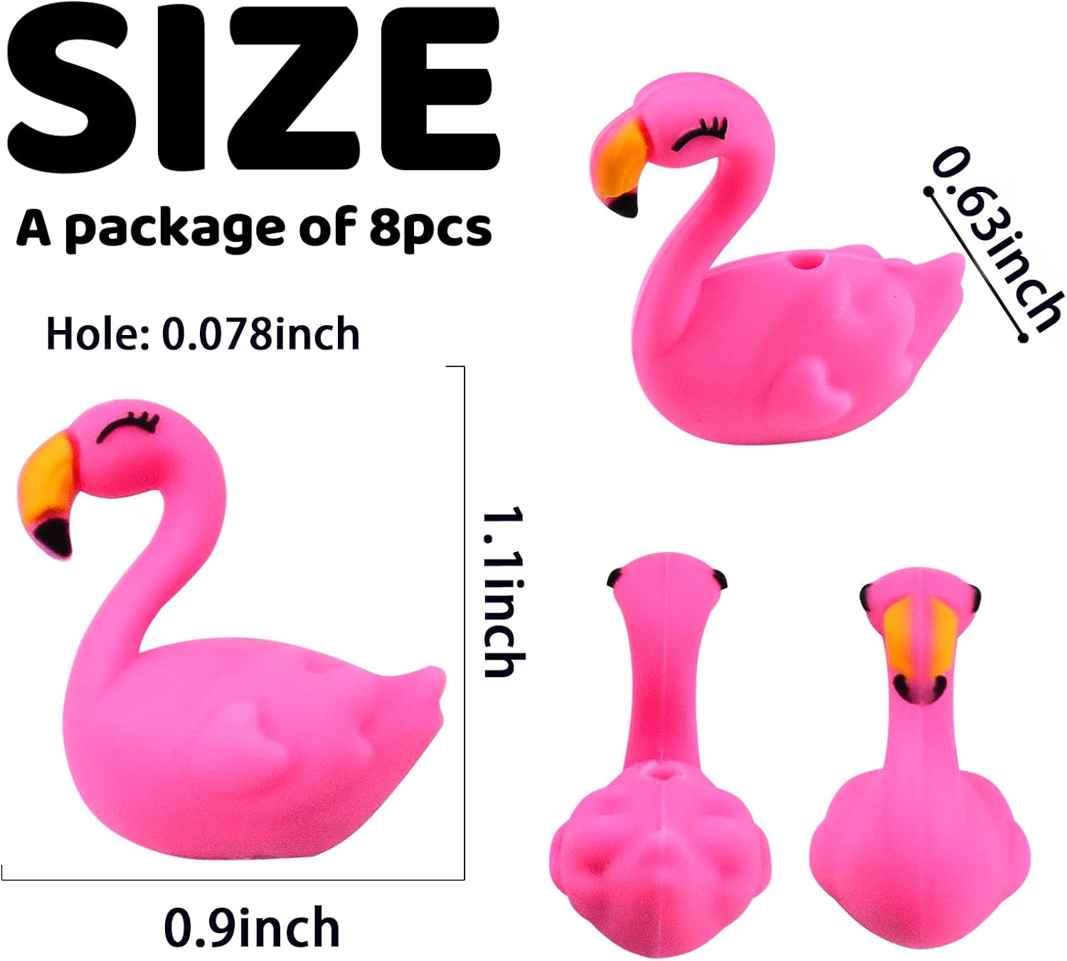 HOMICO 8PCS 3D Flamingo Silicone Focal Beads for Pens, Keychain Making, DIY Beaded Pens & Jewelry - Image 6