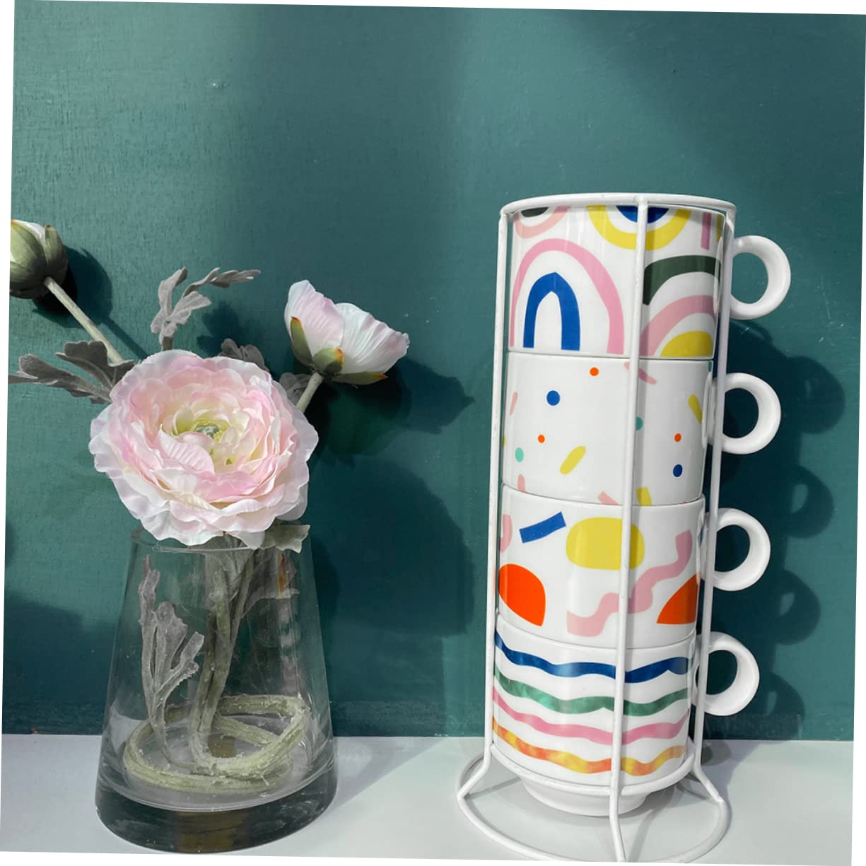 LIFKOME 1 Juego taza apilable taza de cerámica para beber taza de leche Tazas de cafe tazas de espresso taza de cerámica apilable taza de café de cerámica apilable Vidrio taza de porcelana