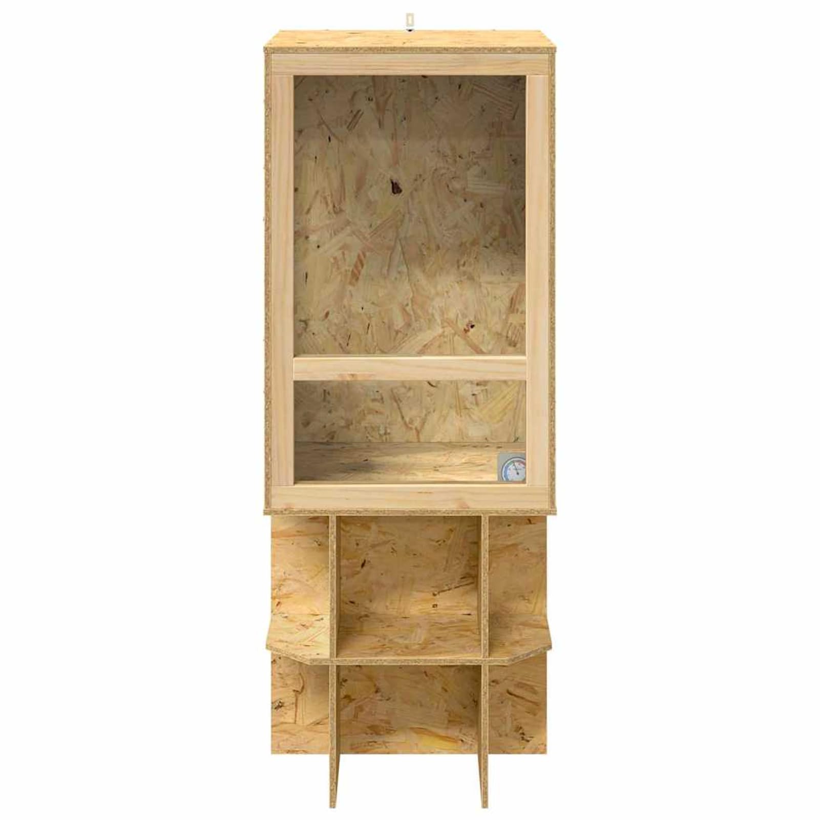 Terrario OSB Rustico per Rettili Roditori 50x50x150 cm Vetro Temperato Porte Scorrevoli con Termometro e Base