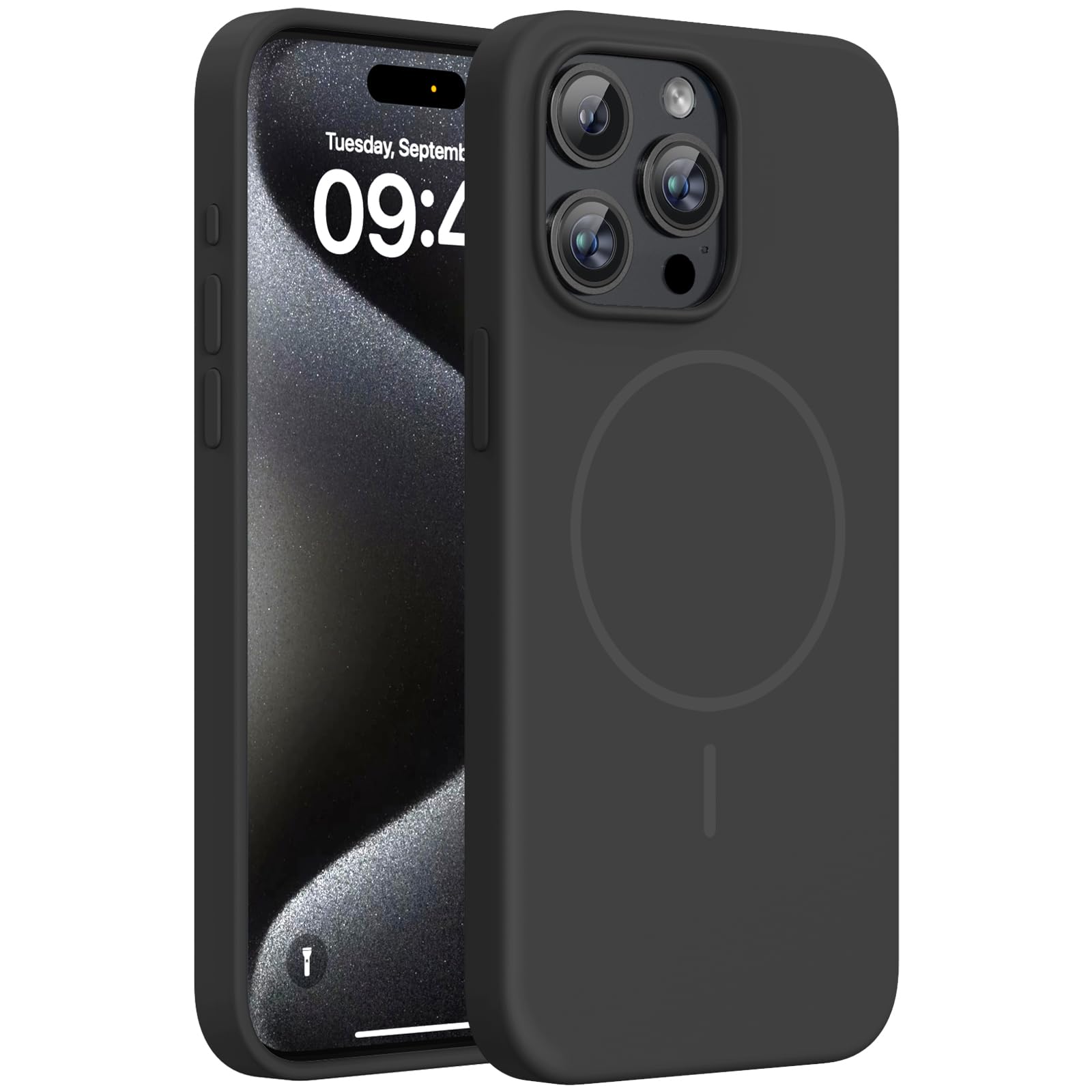 Photo 1 of Miracase Silicone Magnetic Case for iPhone 15 Pro Max - Black