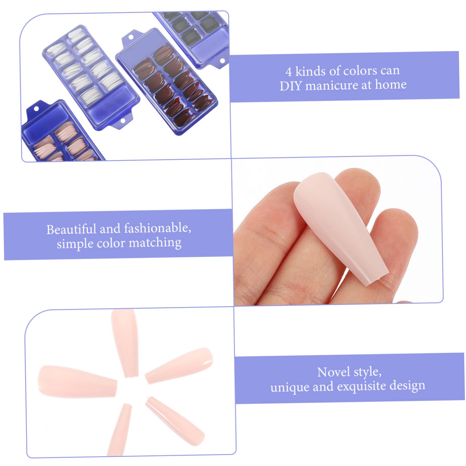 minkissy 800pezzi Unghie Finte Lunghe Adesive Per Manicure Copertura Completa Per Occasioni Formali e Informali Di Unghie Per Donne e Ragazze