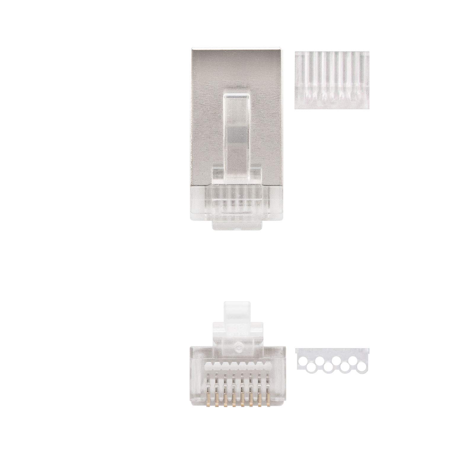 Nanocable - 10.21.0203 - Connettore per cavo di rete Ethernet RJ45, 8 fili FTP cat. 6, 10 unità Bag