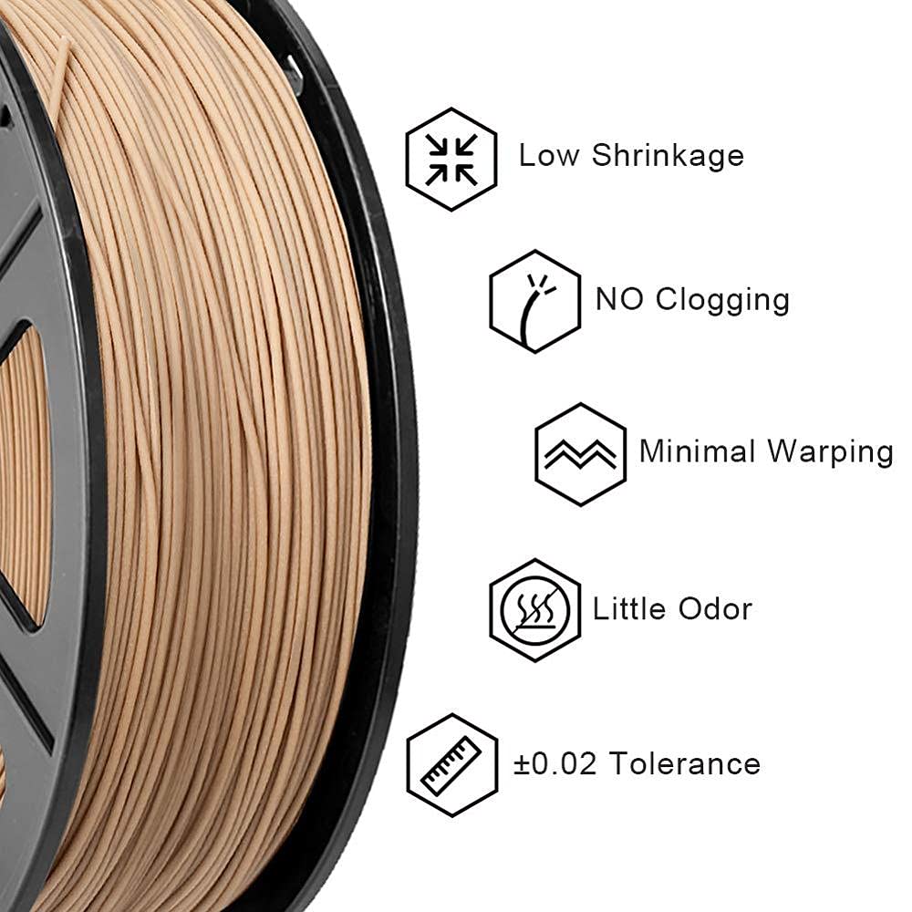 PLA-Filament, 2 Rollen/Set, 3D-Drucker-Filament, niedrige Temperatur, Holzmaterial für 3D-Drucker, PLA-Holz-Filament