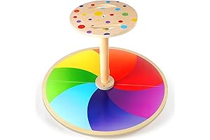 Rainbow Wooden Spinner Seat: Optimal 360° Sensory and Development Toy for Toddlers