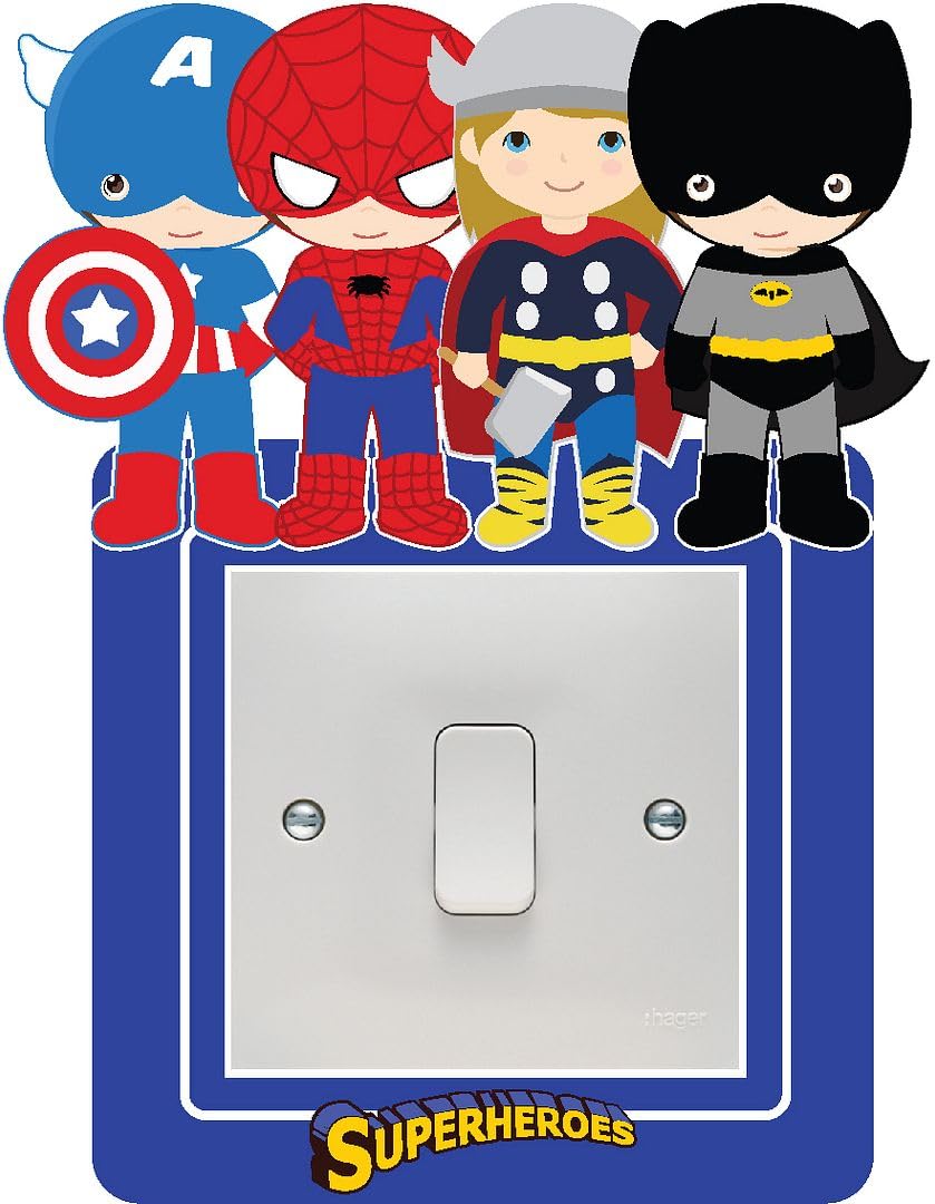 Childrens Superhero Light Switch Surround Art Vinyl Wall Stickers Childrens Bedroom