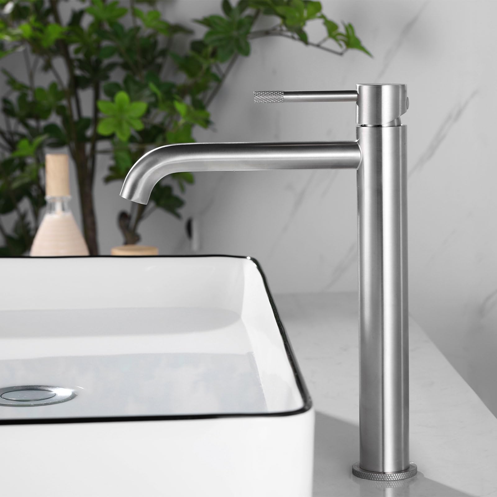 Hotbath Cobber hoge wastafelmengkraan met gebogen uitloop zonder waste Geborsteld koper PVD