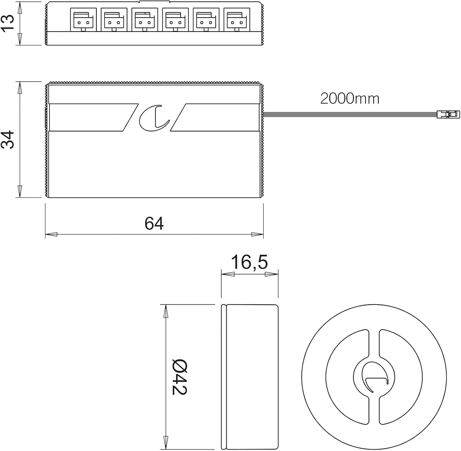 Domus Line GIRO FE technical drawing with dimensions