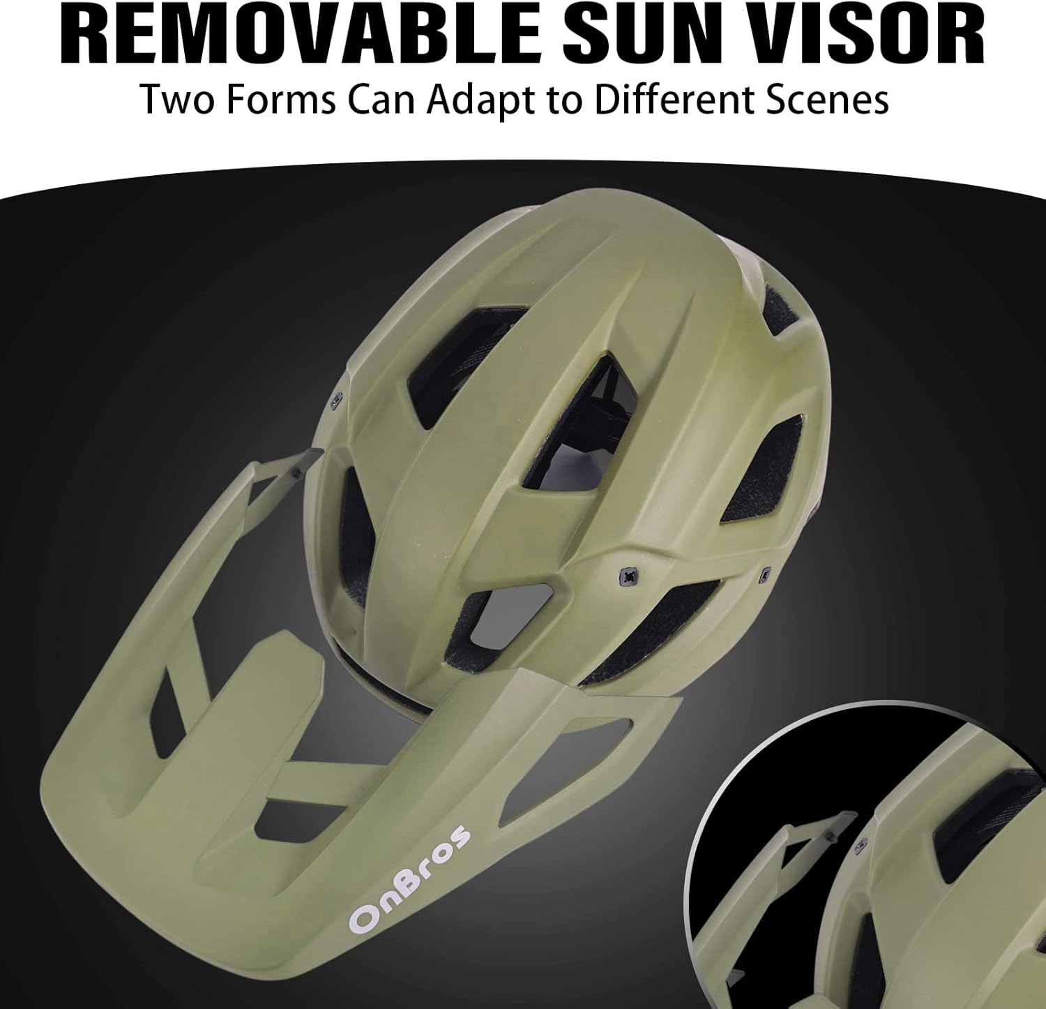 Mountain Bike Helmet with Visor-OnBros Bike Helmets for Men and Women, Helmets for Adults to Youth Bicycle Helmet Road Bike Helmet Safe and Comfortable - Image 2