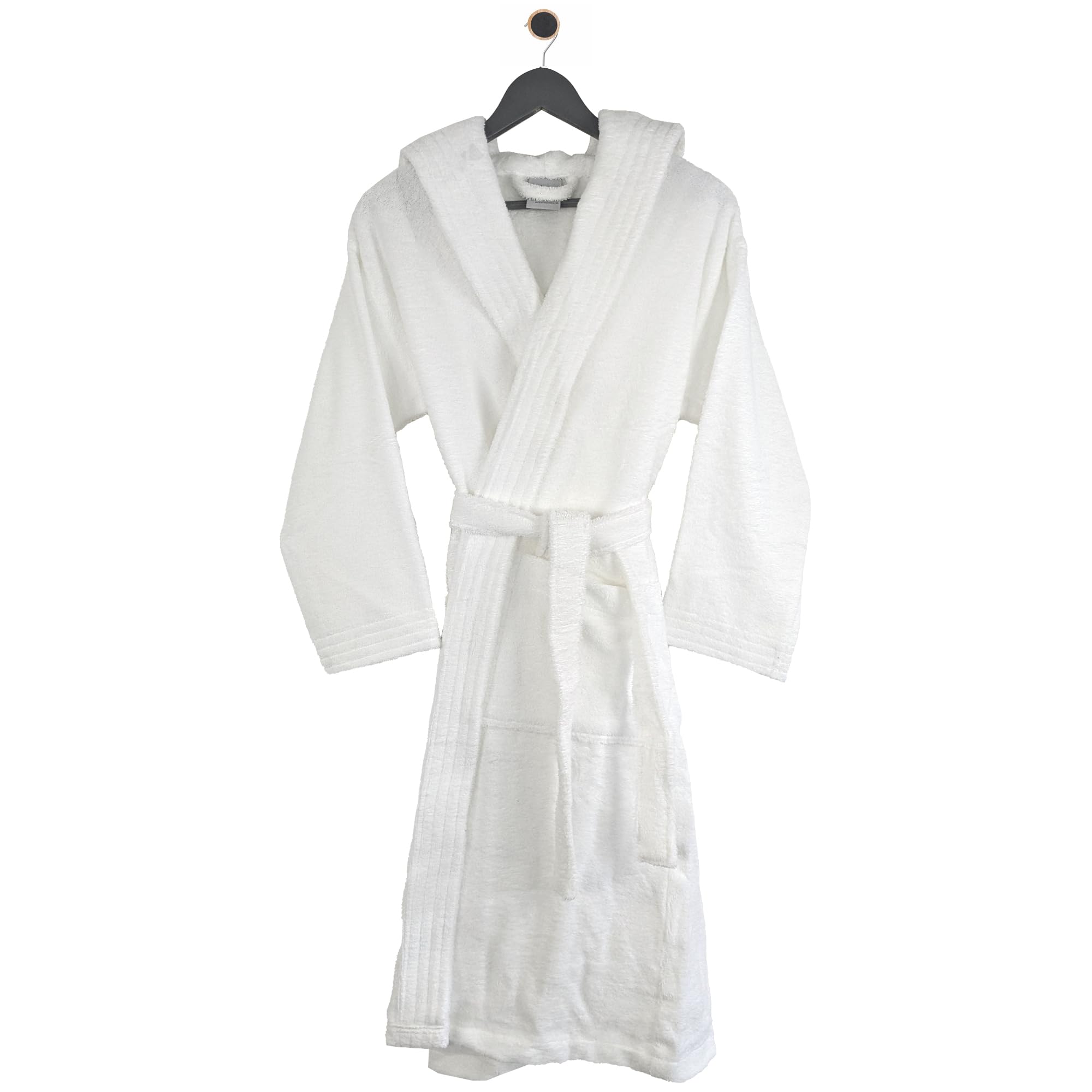 Linnea Peignoir à Capuche Adulte Pure Coton XXL Hauteur Courte Blanc