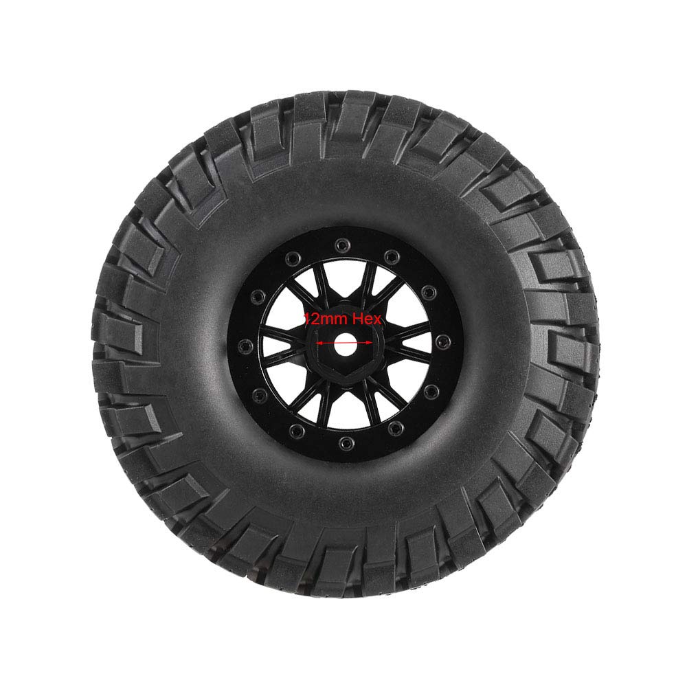 KEEDA 1,9 Zoll Metal Beadlock Felgen mit Gummi Reifen für 1/10 RC Crawler Axial SCX10 90046 90047 Tamiya CC01 D90 TF2 (Schwarz)