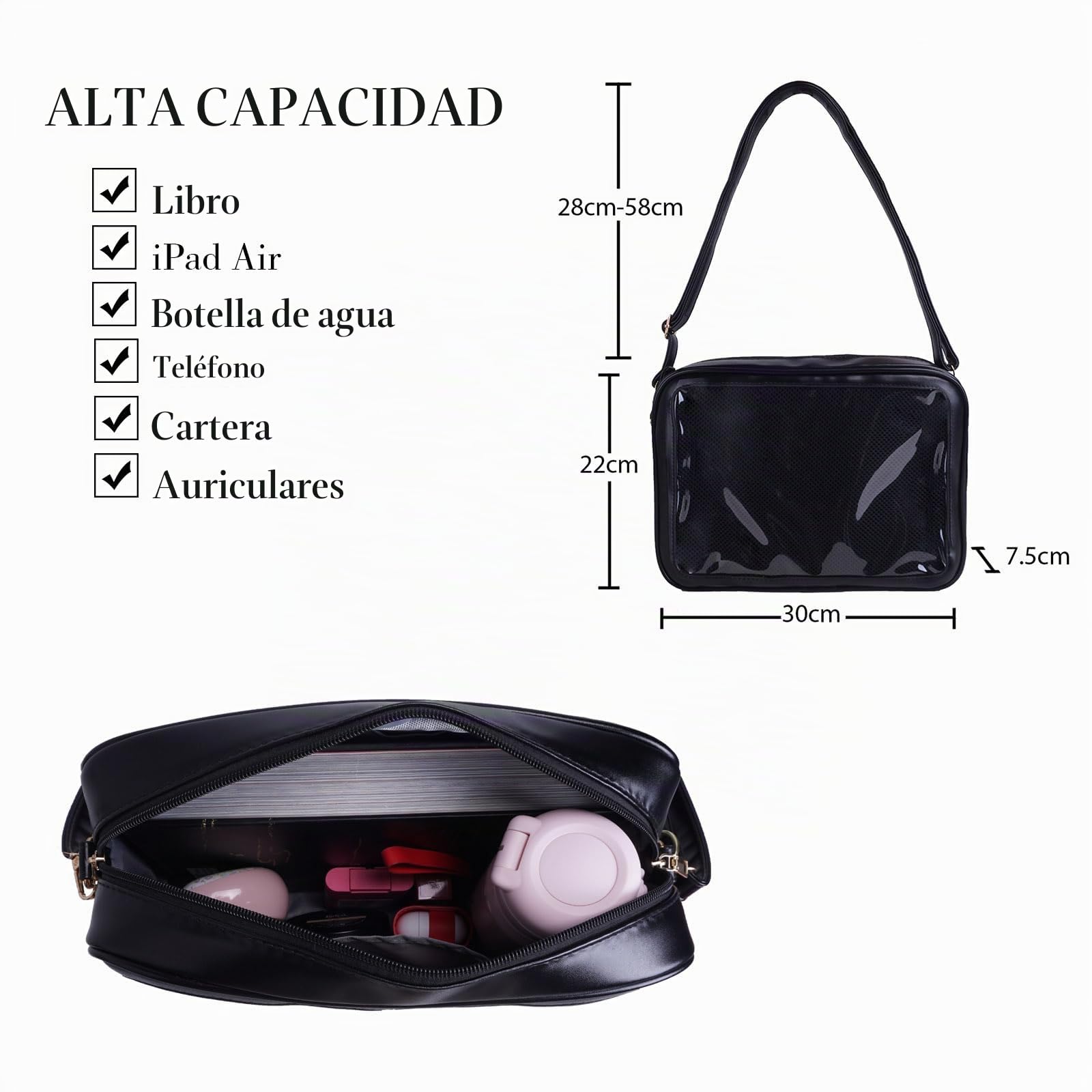 CoolChange Ita bag - Bolso bandolera japonés con ventana transparente | Itabag | 22 x 30 cm