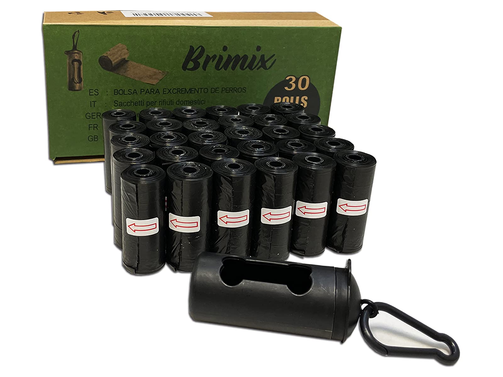Brimix 450 Bolsas Para Excrementos De Perro Con Dispensador Portabolsas - 30 Rollos X 15 Bolsas