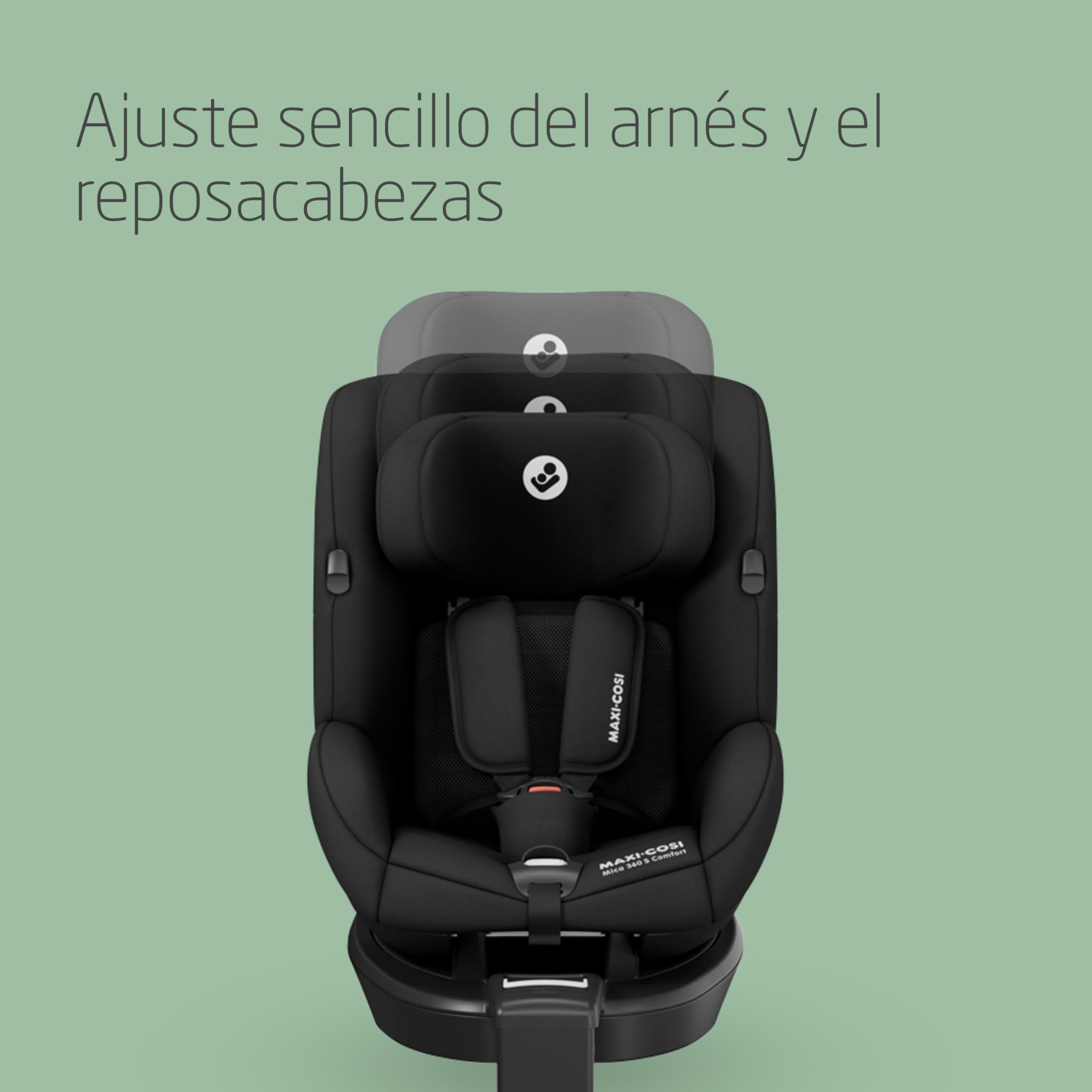 Maxi-Cosi Mica 360 S Comfort, Silla Coche 360 Giratoria, ISOFIX, 0-4 Años(40-105cm), Giro FlexiSpin, 5 Posiciones Reclinación, Protección G-CELL, Arnés Fácil Poner,Tejido Transpirable, Authentic Black