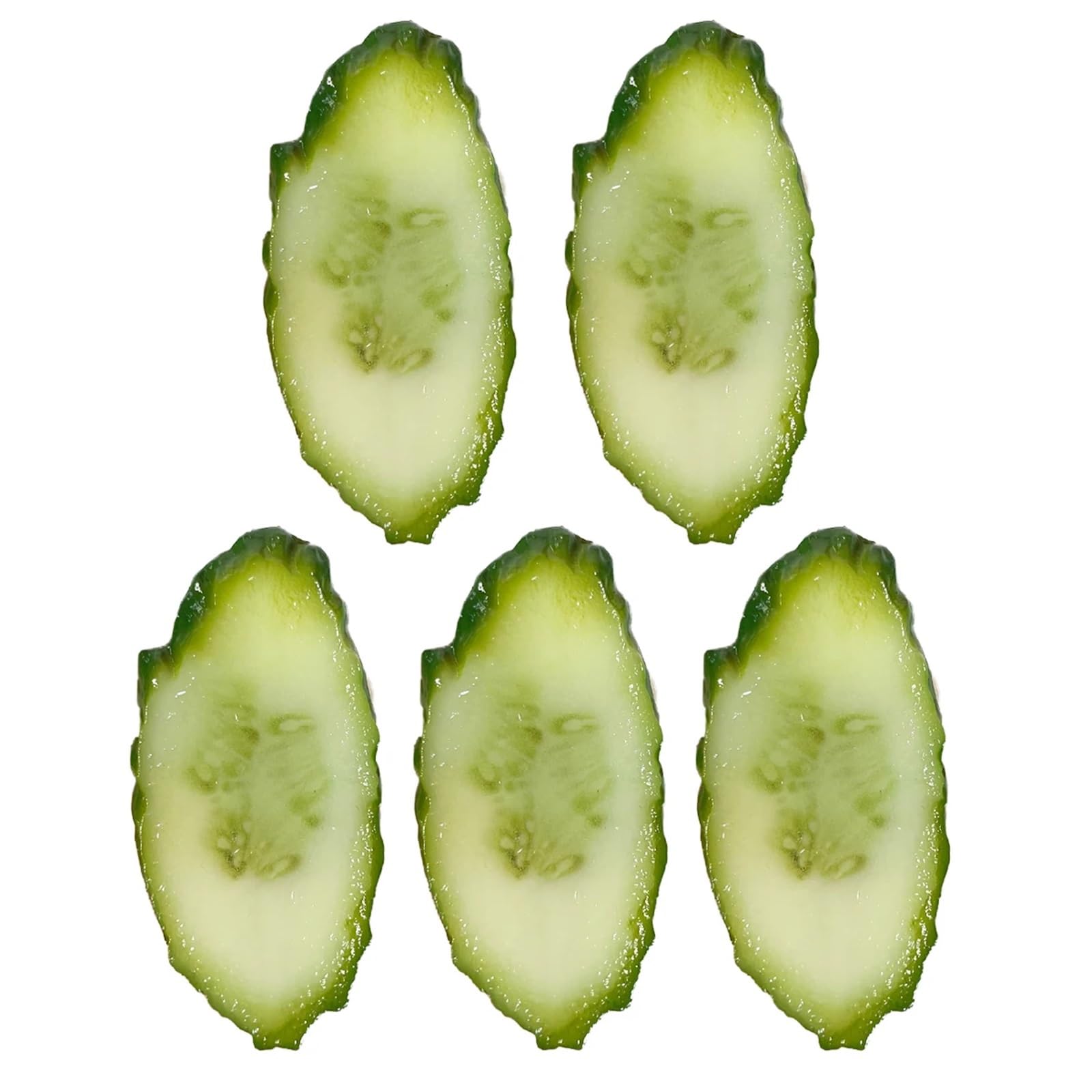 LUYSGBXR Fake Vegetable Fake Cucumber Slices Realistic PU Veggie Decor For Food Photography Crafts Simulated Vegetable(5pcs)