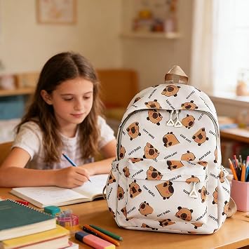 Capybara Kids Backpack,Cartoon School Backpacks,Schoolbag Rucksack, Toddler Daypack, Adjustable Rucksack Large Capacity Nursery Daypack Waterproof Lightweight Casual Book Bag for Kids