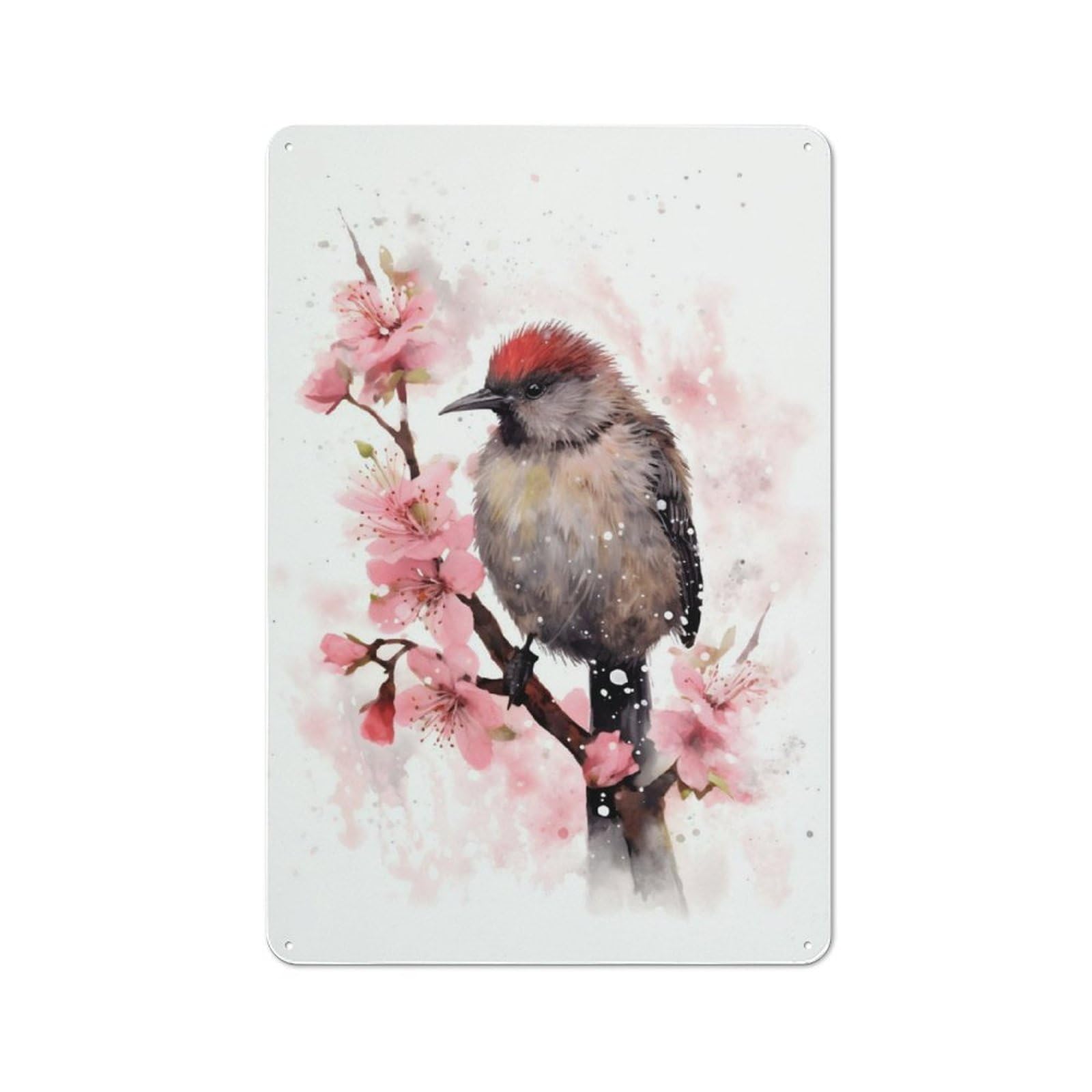 Junmoney Kiwi Bird Watercolor Rustic Tin Wall Plaque 30X20cm For Studio Or Craft Room, For Garage, Workshop And Man Cave Decoration