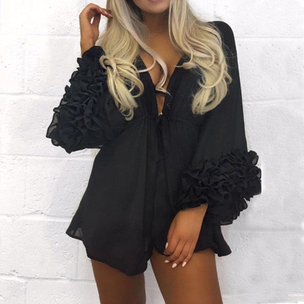 Robe de Plage Été Sexy Beach Mini Robe Femmes Longues Manches Bikini Couvre-Bikini Couvre-Tunique Pareo Sarong Maillot De Bain Maillaison