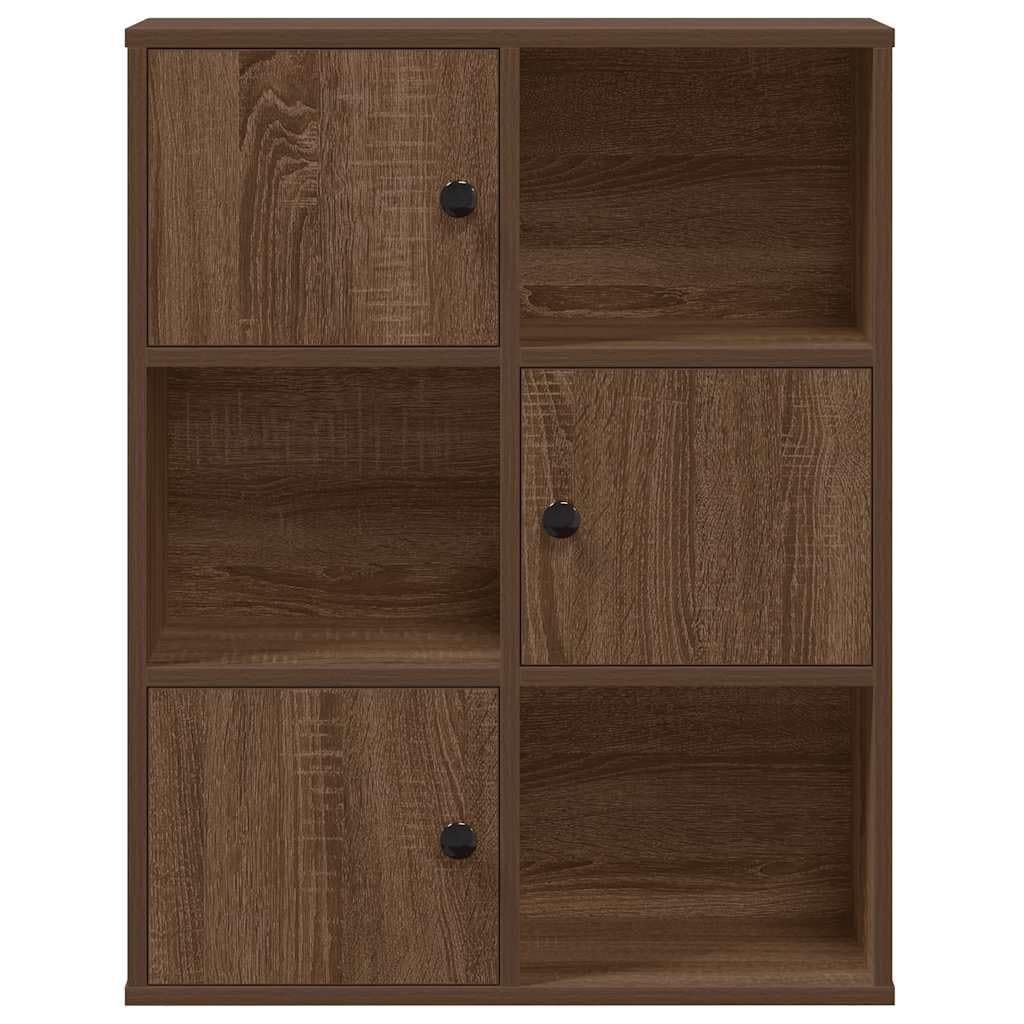 Regał na książki o wyglądzie dębu, 60 x 24 x 76,5 cm, z materiału drewnopochodnego, z dużą ilością miejsca do przechowywania książek i dekoracji, elastyczny montaż drzwi po lewej lub prawej