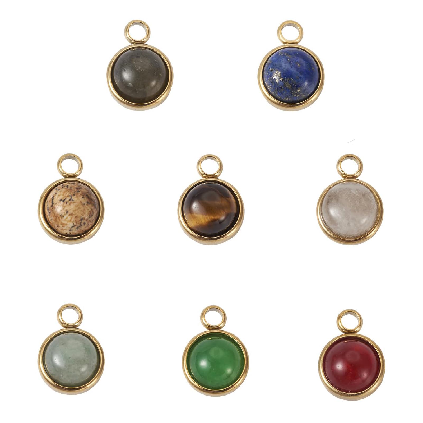 Amazon.co.jp: Beadthoven 8個/箱 半円 天然石ペンダント