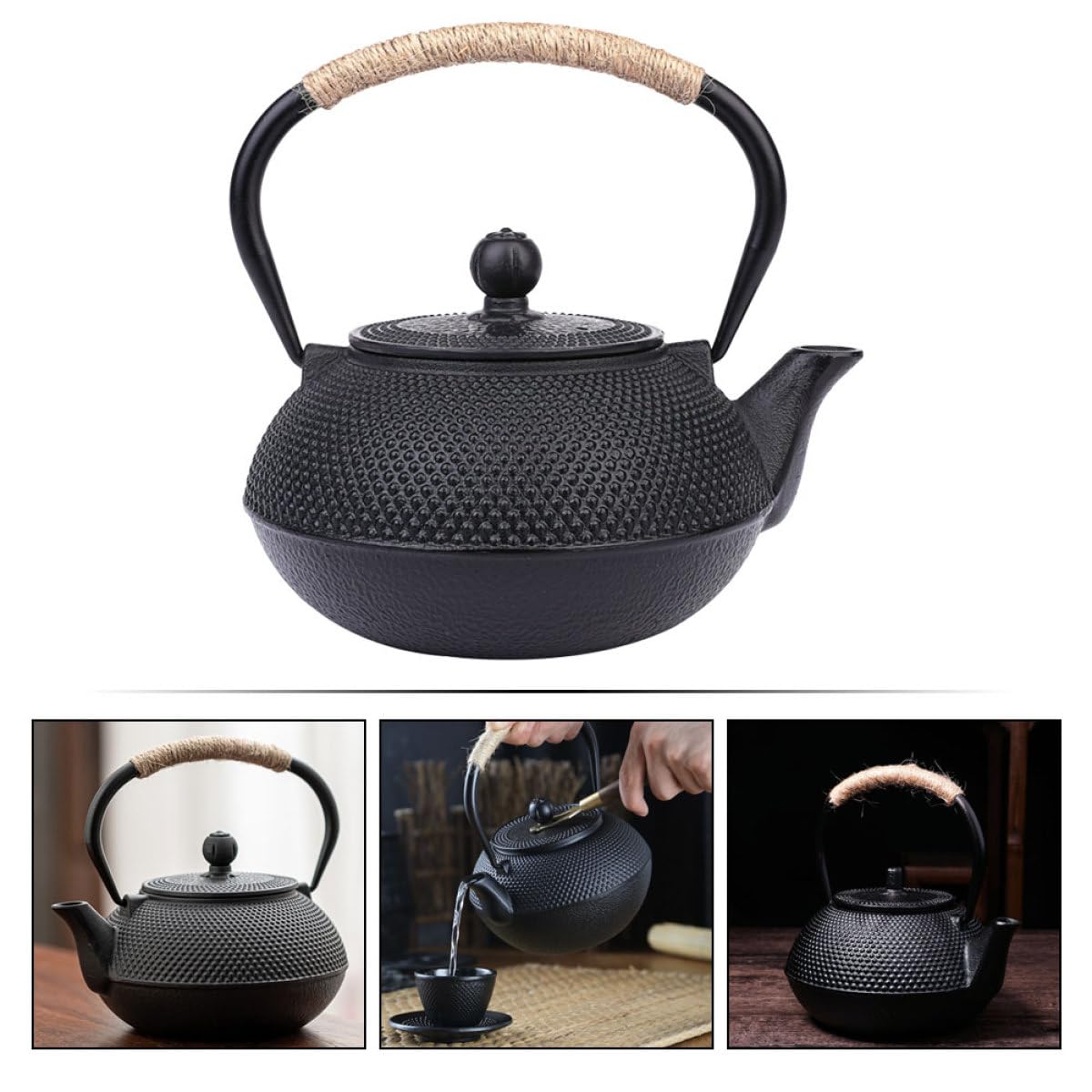 SUPVOX Tetera de Hierro Fundido 900 Ml Infusor y Asa Segura Tetera Japonesa Estilo Tetsubin para Hogar y Oficina Vajilla de Hierro para Té Práctica para Infusión