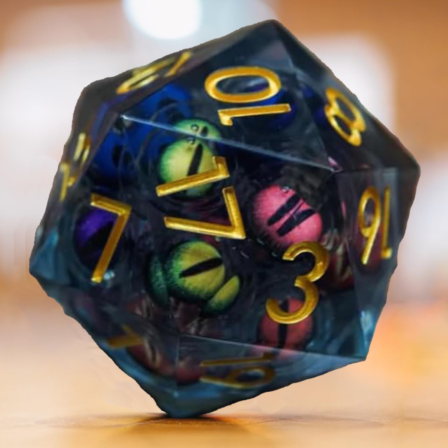 Eye Liquid Core Dice Set,Liquid Core Resin Dice,Dnd Dice Set,Large Dice,Dungeons and Dragons Dice,Resin Shake Eyeball Quicksand Dice,Dungeons and Dragons Polyhedral & RPG Dice,for Tables Games (1PCS)