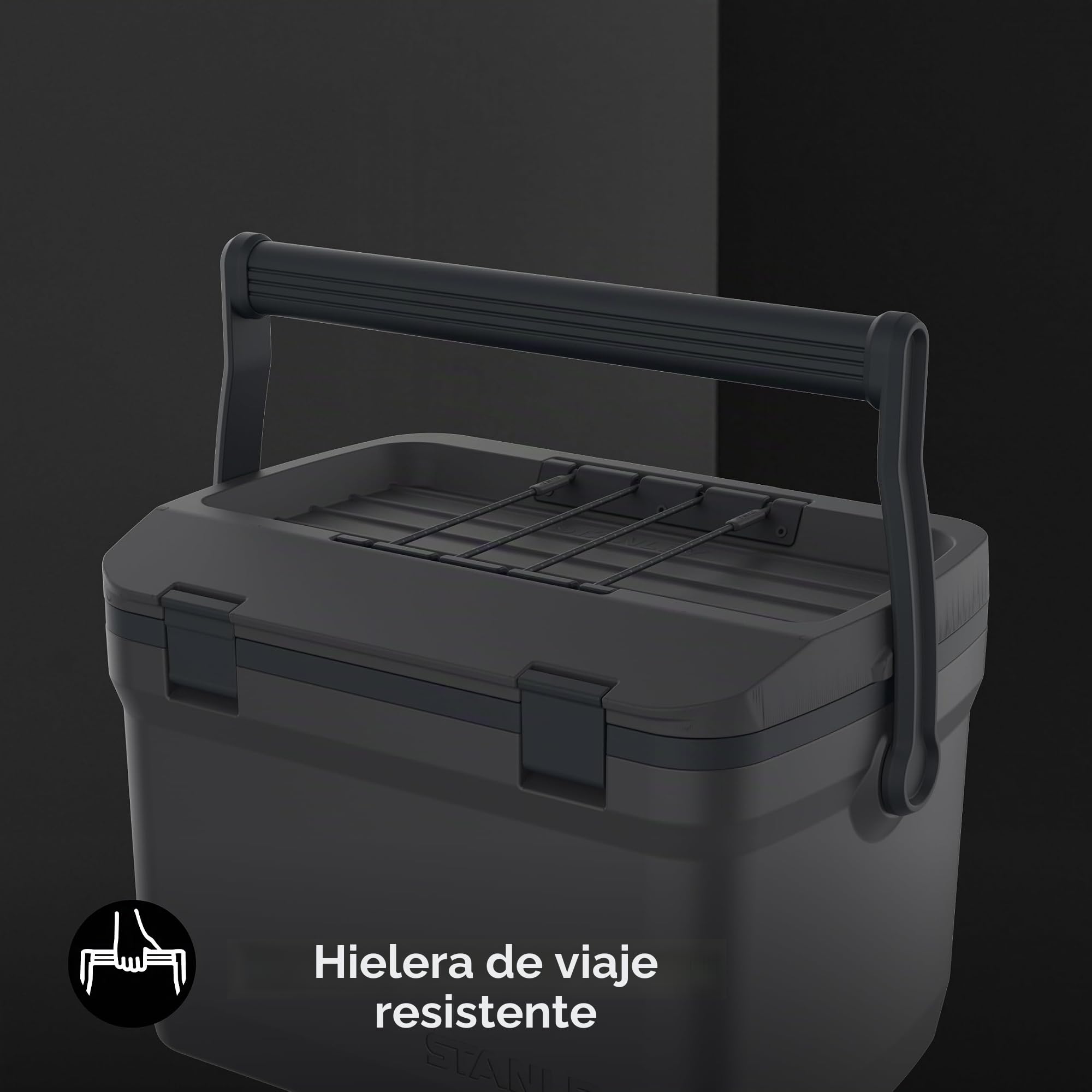 Stanley Adventure Nevera Portátil Outdoor 15,1L - Hielo hasta 36 Horas - Caja Térmica - Sin BPA - Nevera de Cofre con Sistema de Cuerda Ajustable - Nevera Resistente para 21 Latas - Antigoteo - Black