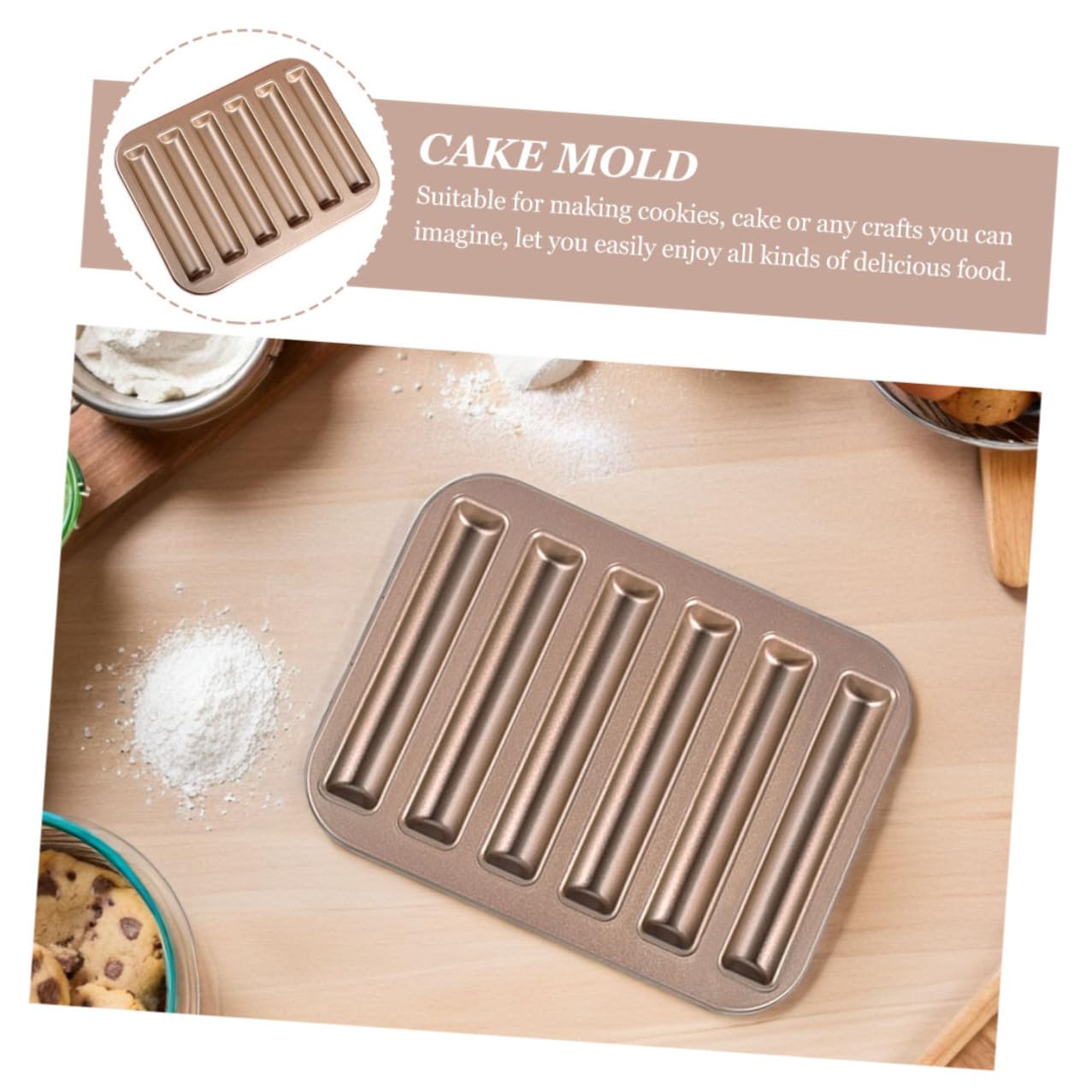 Amosfun 3 Piezas Molde para Hornear Pasteles Cavidades Antideslizante Reutilizable para Horno y Microondas Molde para Bizcochos y Herramienta de Repostería Dorada