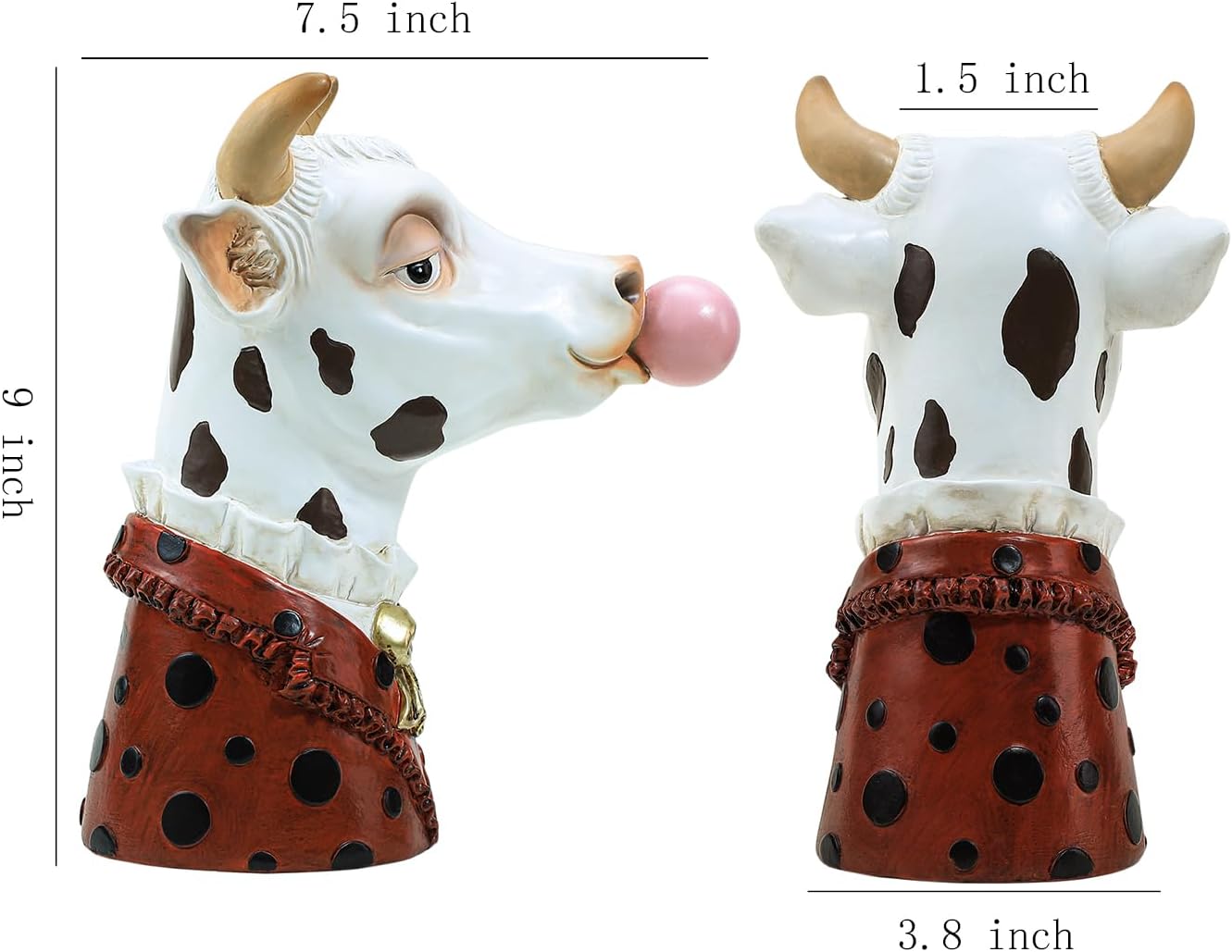 Blowing Bubble Art Vase, Animal Face Vase, Modern Home Decor Vase (No Plants)-Cow