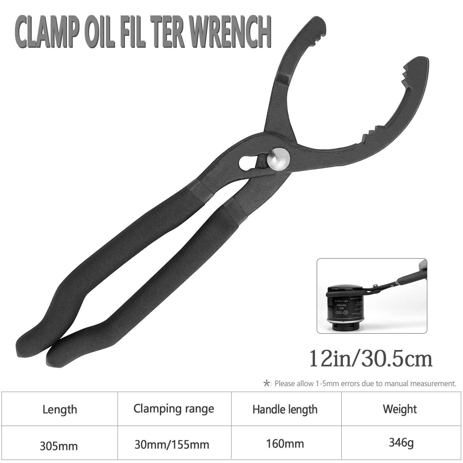 Pinza Per Filtro Olio TRAWOLF | Regolabile Ø 45-145mm | Manico Lungo Antiscivolo | Per Meccanica Fai Da Te - Foto 7