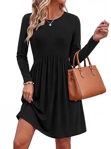 PRETTYGARDEN Womens Long Sleeve Empire Waist Maternity Dress with Pockets