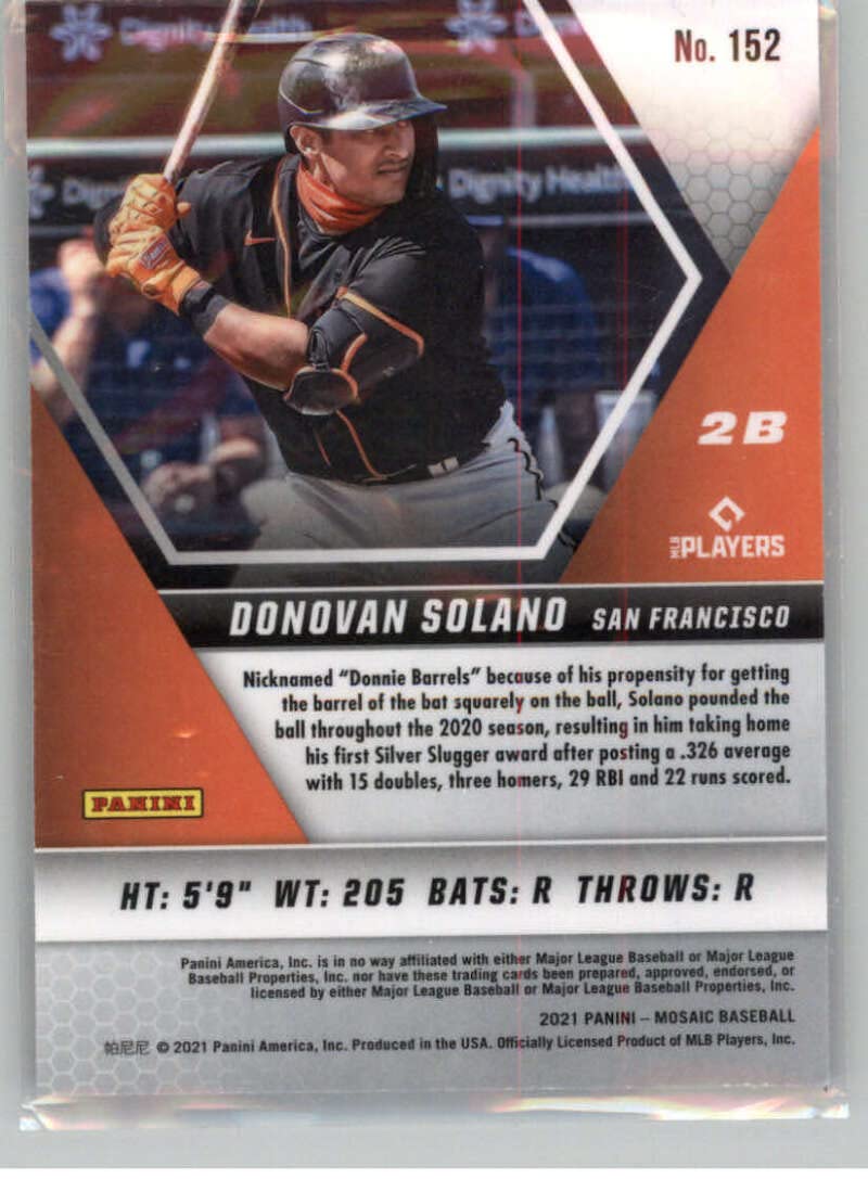 Amazon.com: Baseball MLB 2021 Panini Mosaic #152 Donovan Solano NM Near  Mint Giants : Collectibles & Fine Art