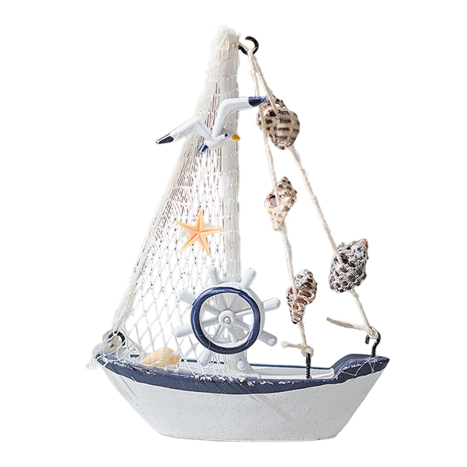ZEPFJHE Shell Boats Shape Desktop Statue Artistic Miniature Showpiece Unique Table Display Item Suitable for Various Space Shore House Decoration