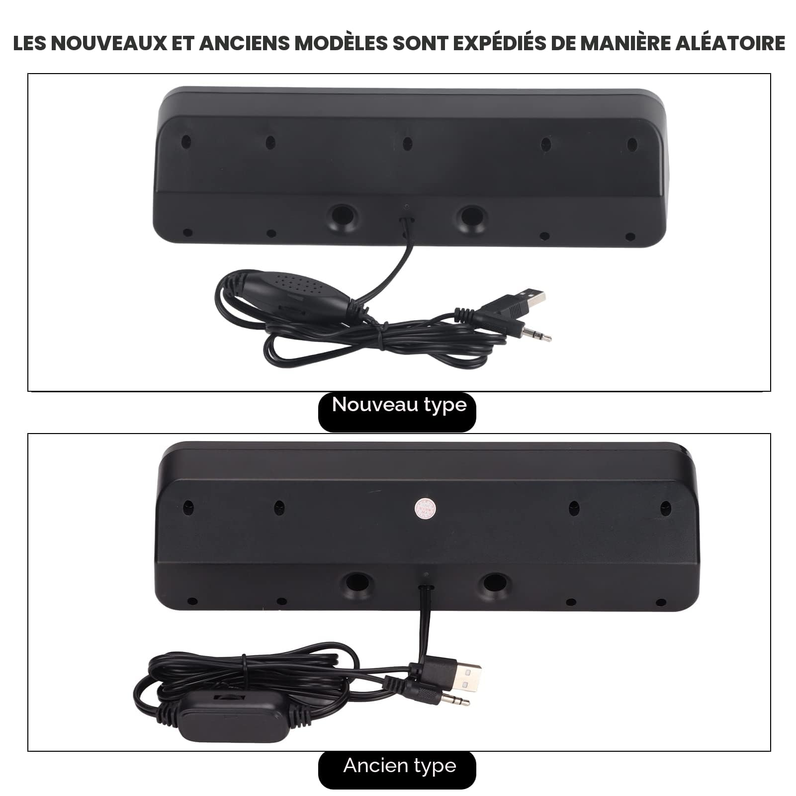 Barre de Son pour TV, Haut-Parleur Filaire Portable HiFi Stéréo Caisson de Basses, USB, Prise 3,5 mm