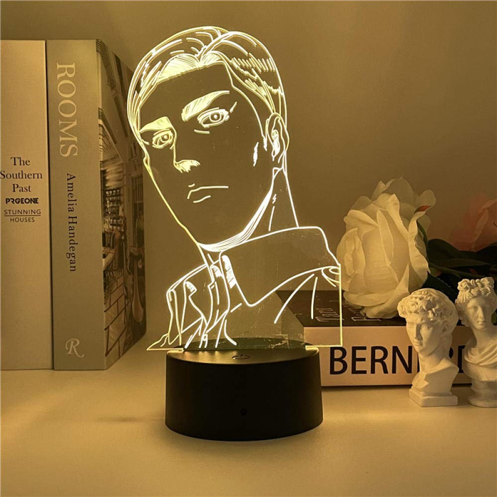 3D LED Night Light Anime Attack on Titan Lamp Ervin Smith Figure 3D Led NightLight for Bedroom Decor Light Cool Kid Child Birthday Xmas Gift Table Lamp 16 Colors Remote Control