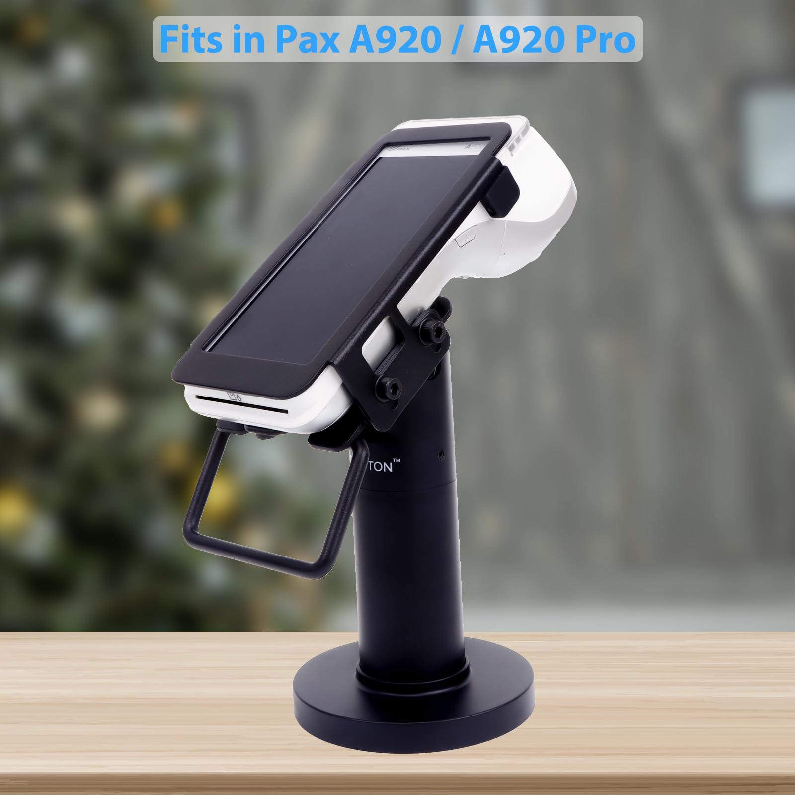 Support de terminal de carte de crédit pour Pax A920 / A920 Pro, support de terminal de paiement pivotant et inclinable avec cadre en métal entièrement enveloppant, à visser et adhésif, noir
